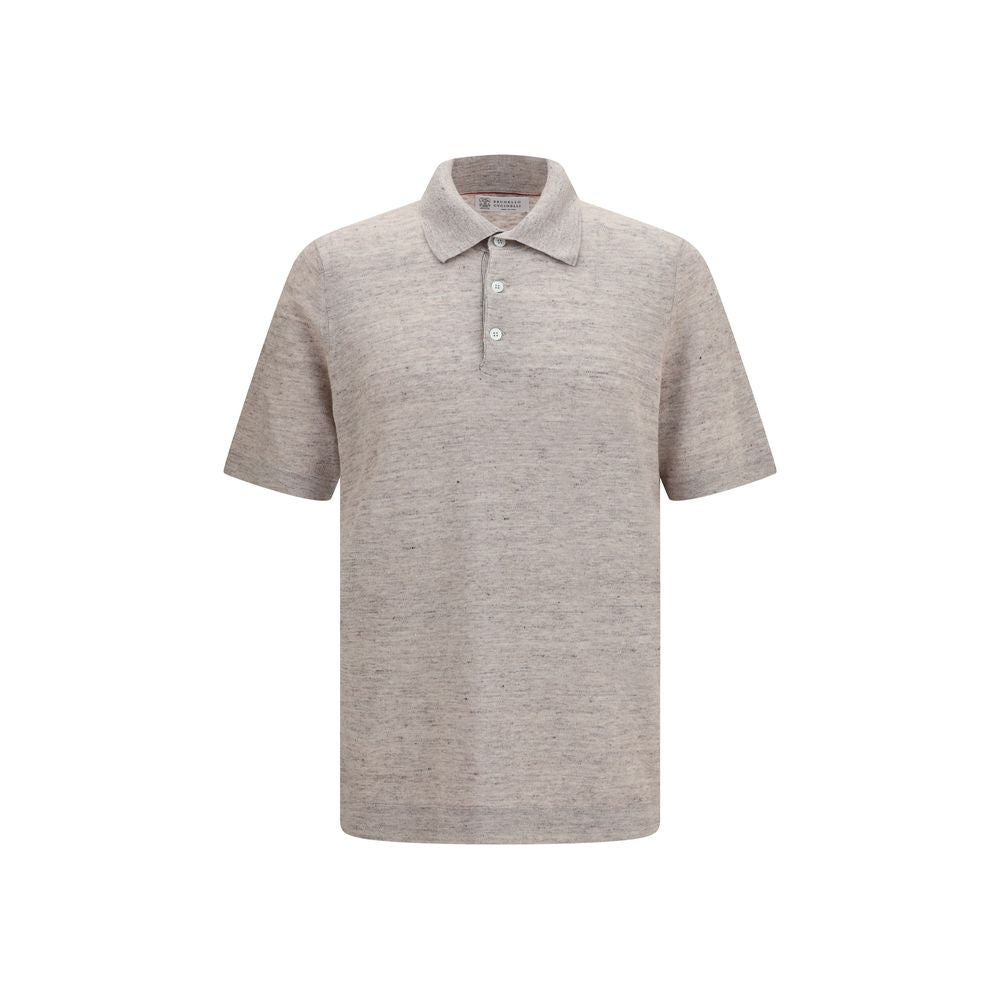 Polo en lin beige Brunello Cucinelli