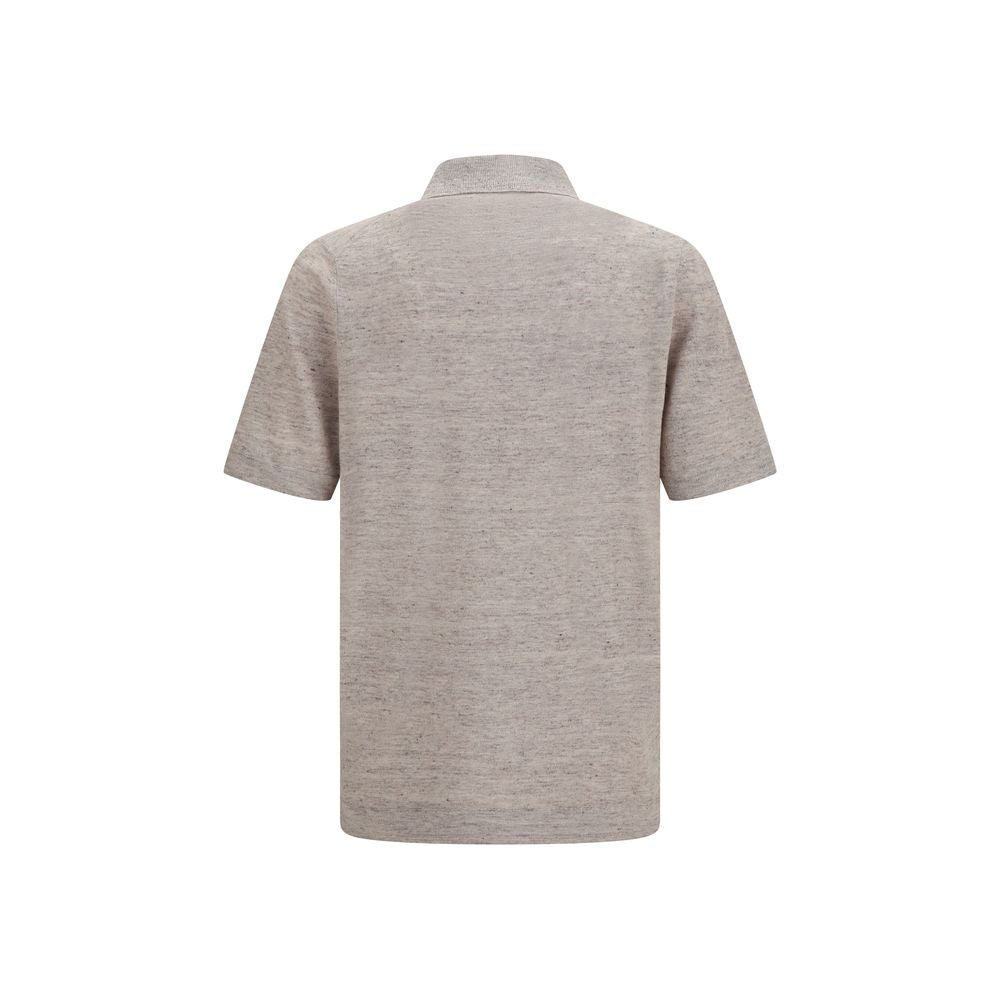 Polo en lin beige Brunello Cucinelli