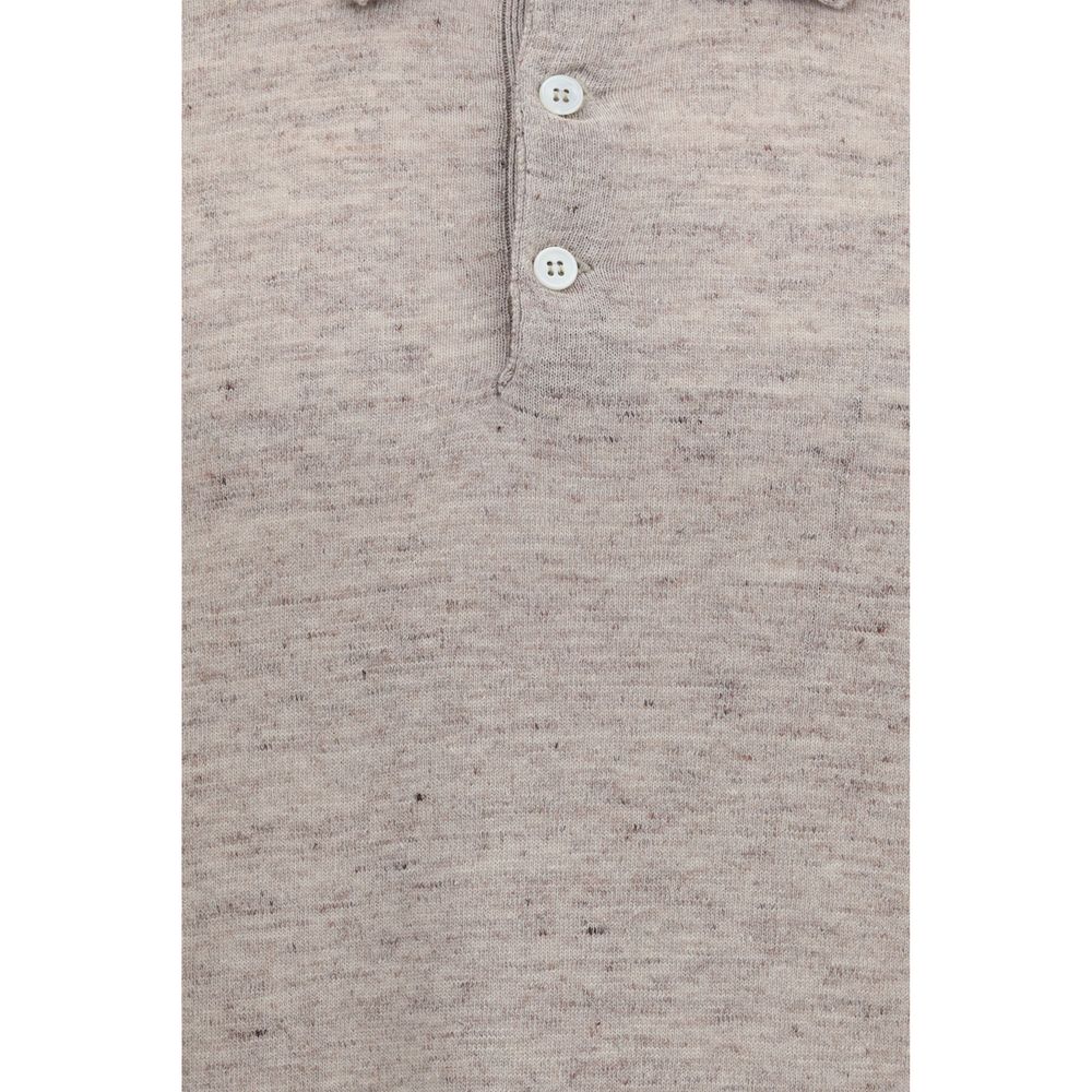 Polo en lin beige Brunello Cucinelli