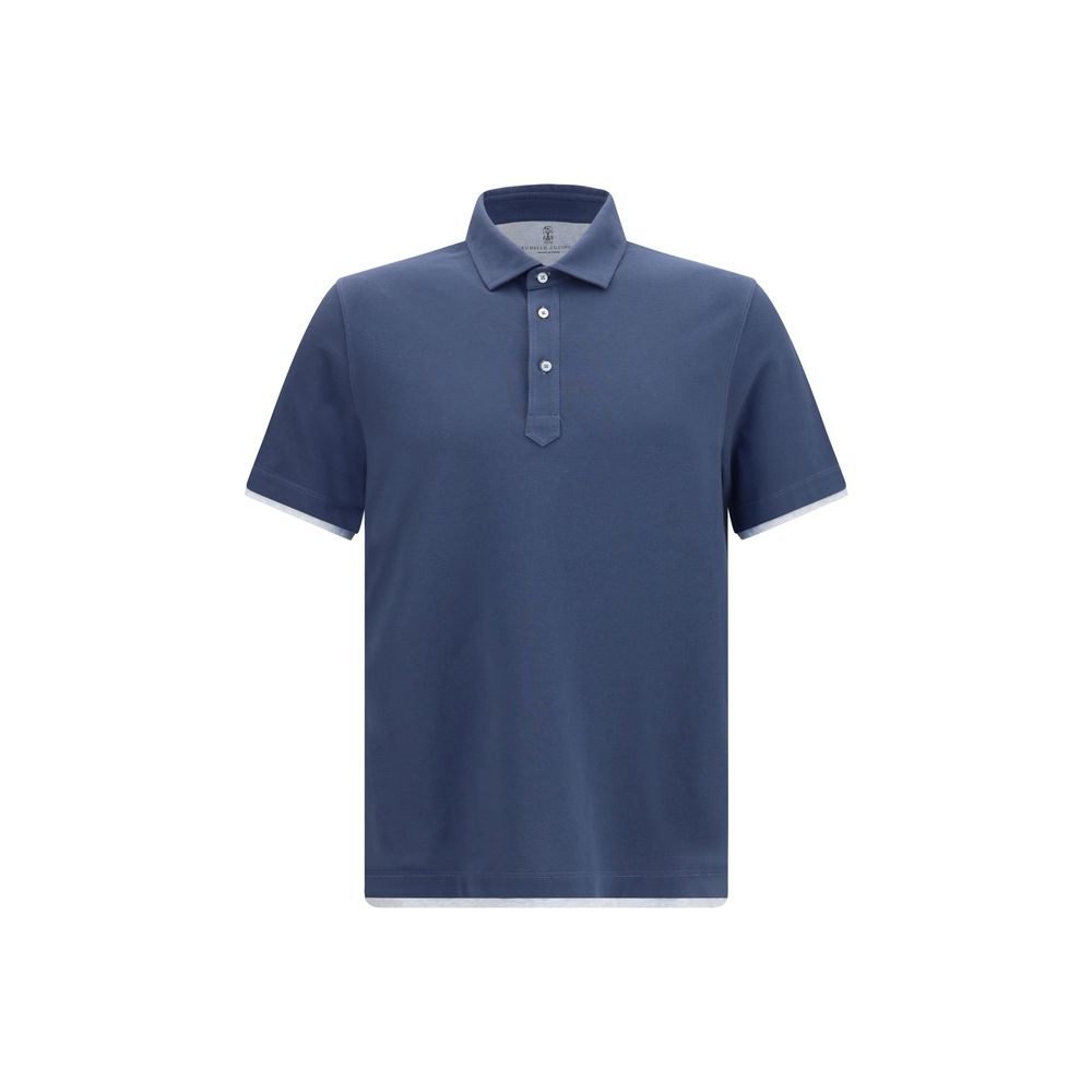 Brunello Cucinelli Blue Polo Shirt for Men
