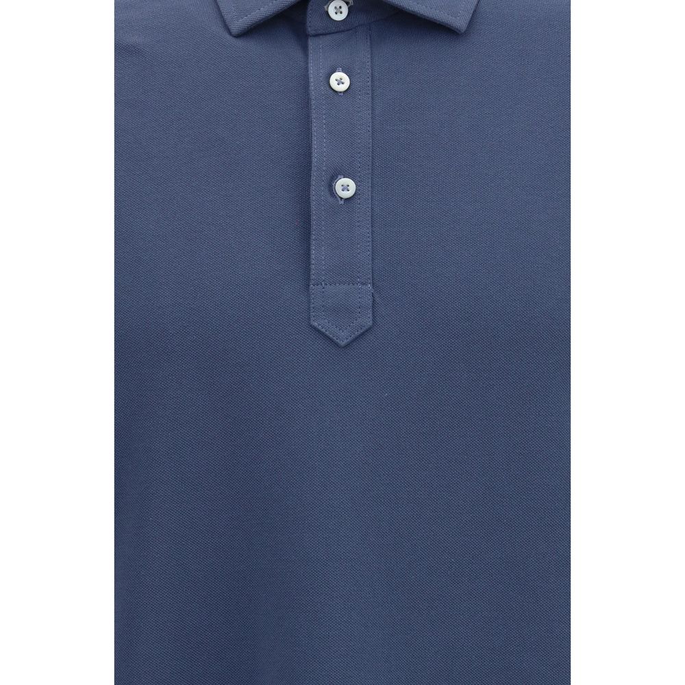 Brunello Cucinelli Blue Polo Shirt for Men detail view