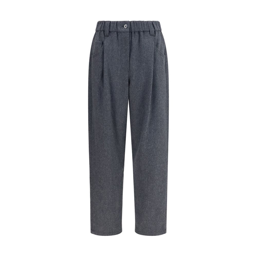Pantalon décontracté Brunello Cucinelli en laine grise Oves Aries