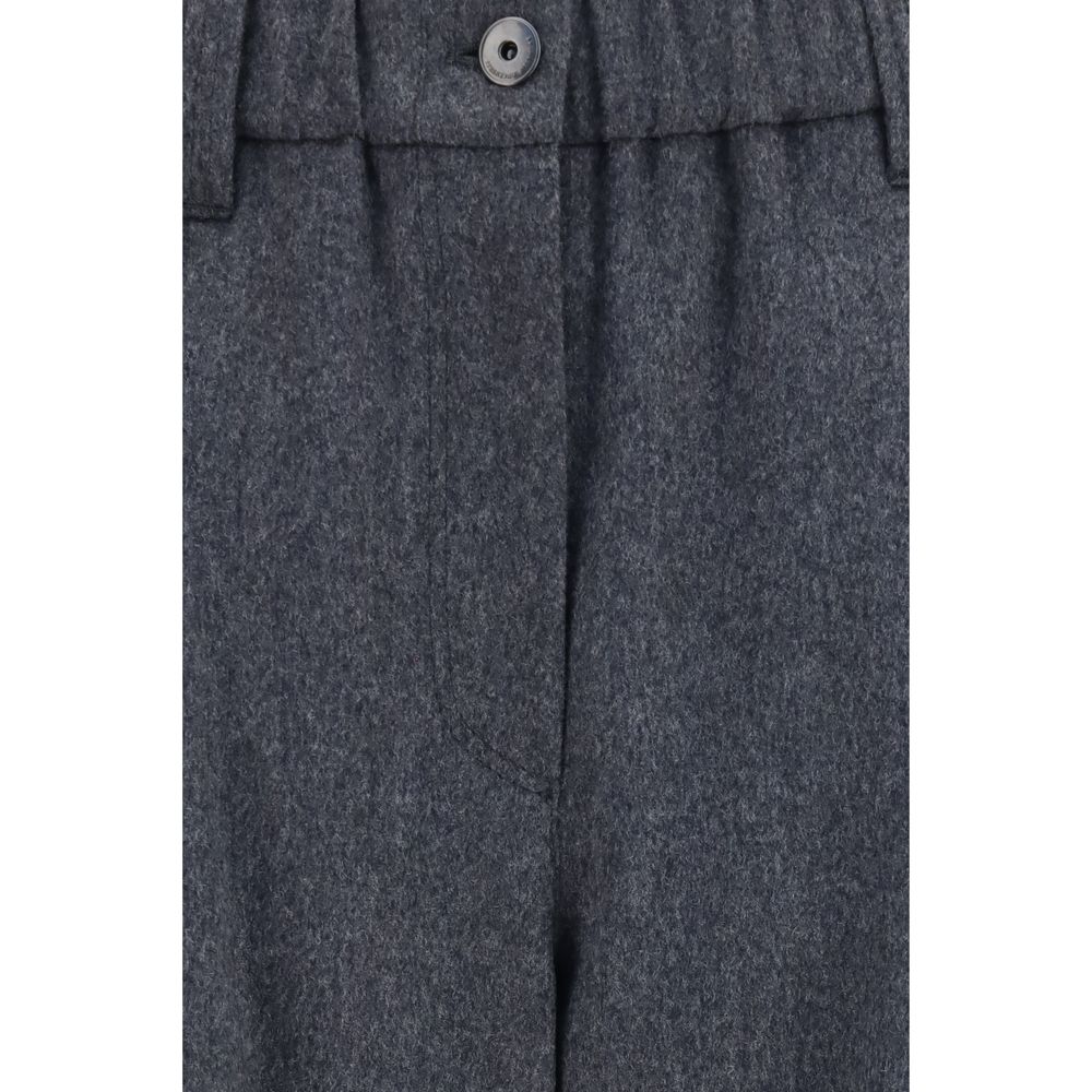 Pantalon décontracté Brunello Cucinelli en laine grise Oves Aries