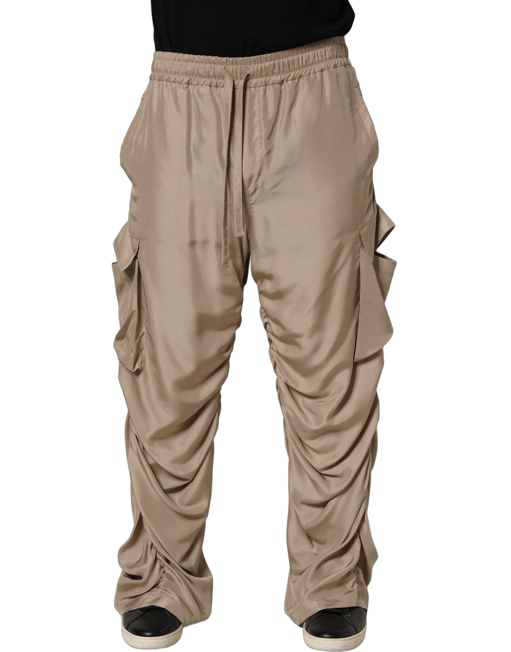 Pantalon de jogging parachute cargo froncé marron pour homme Dolce & Gabbana