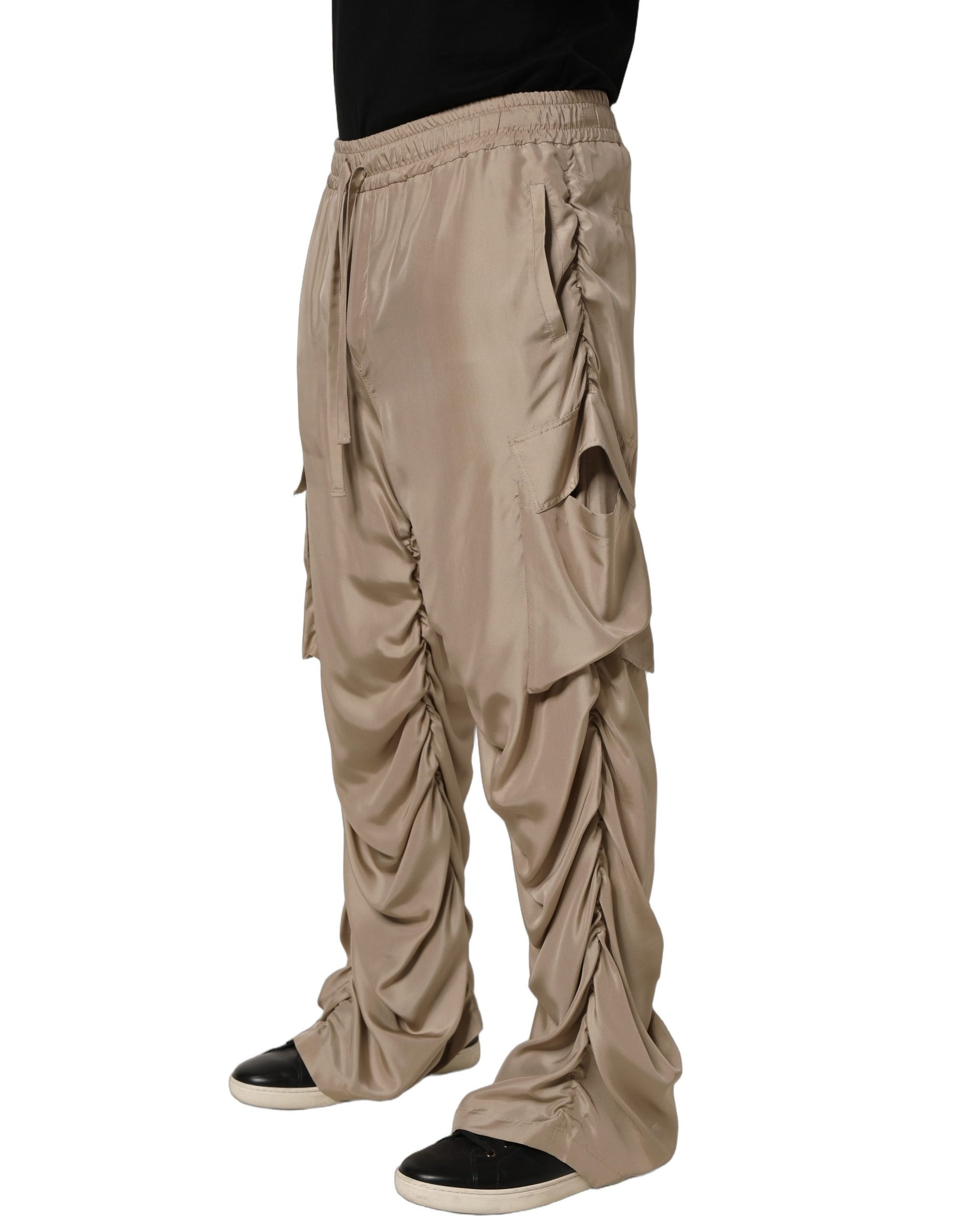 Pantalon de jogging parachute cargo froncé marron pour homme Dolce & Gabbana