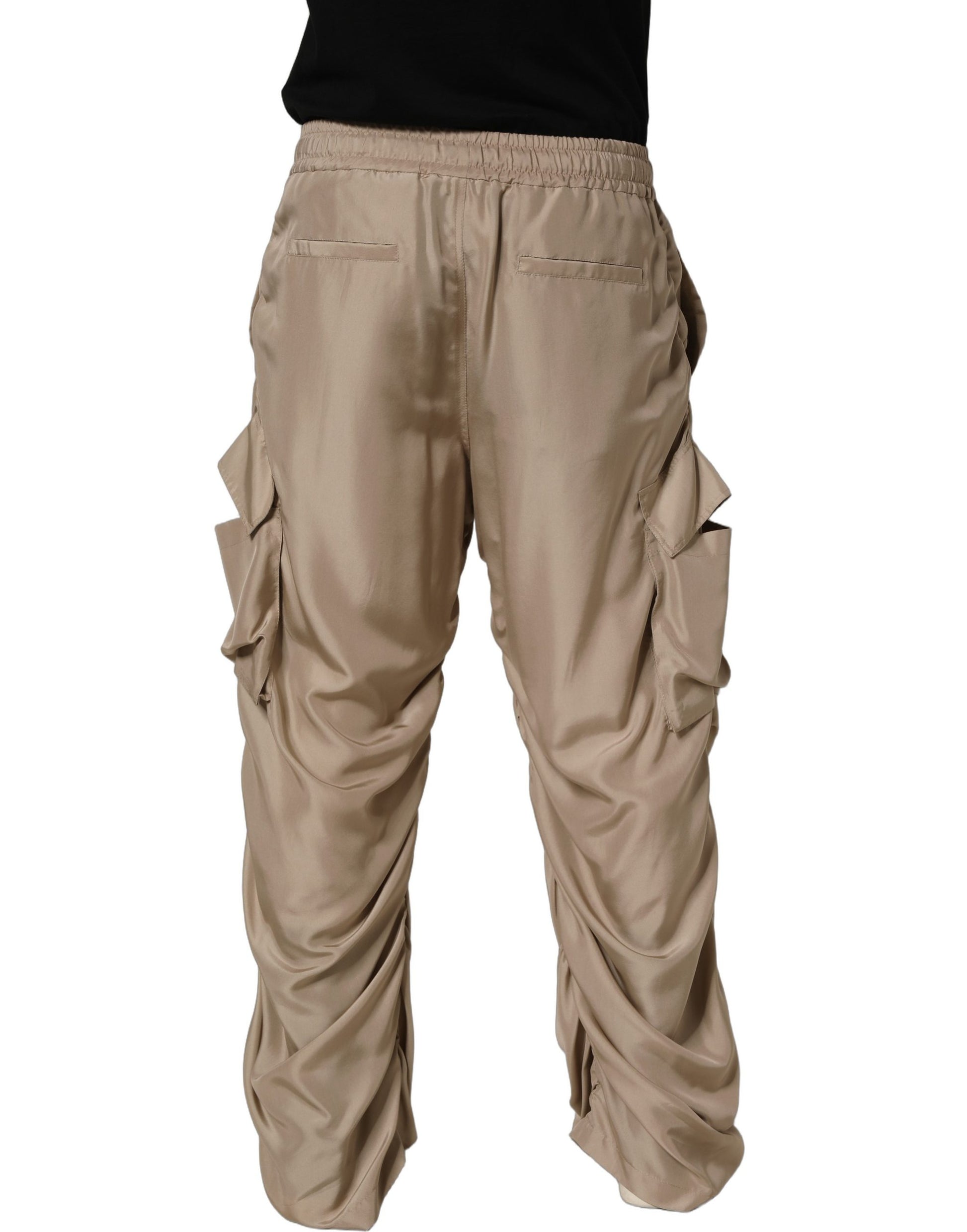 Pantalon de jogging parachute cargo froncé marron pour homme Dolce & Gabbana