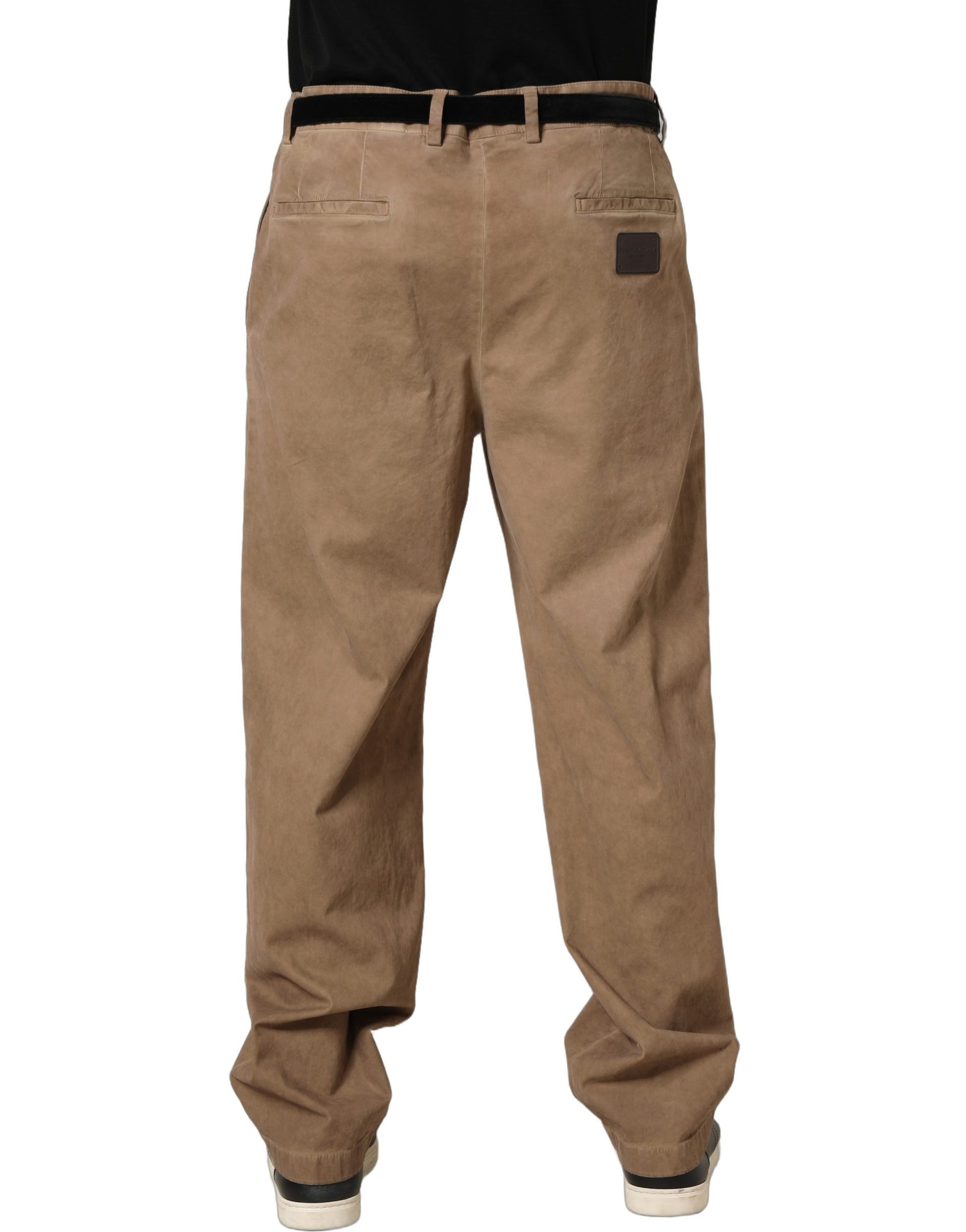 Pantalon homme coupe droite en coton beige Domenico Tagliente