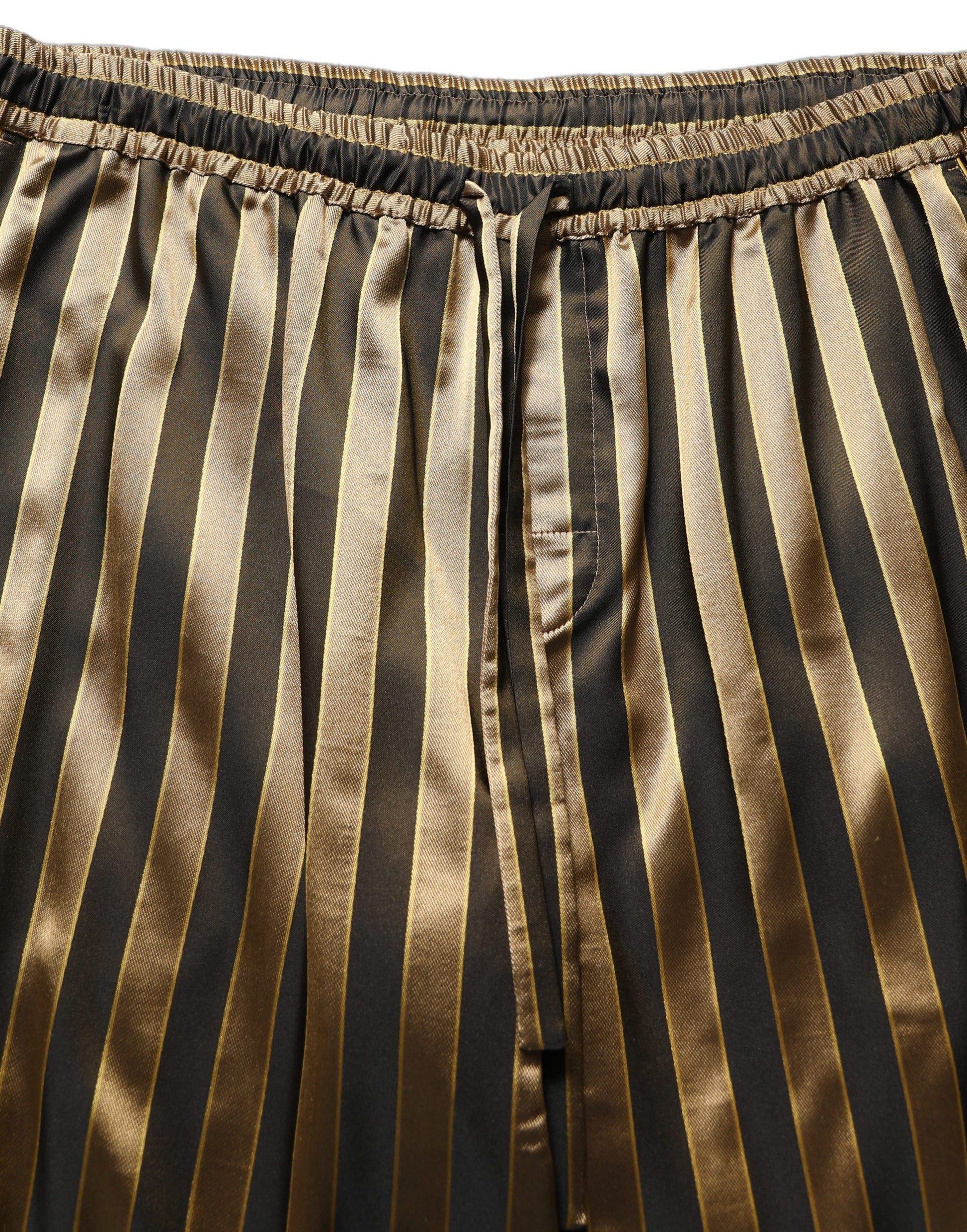 Dolce & Gabbana Gold Black Stripes Satin Tapered Leg Pants