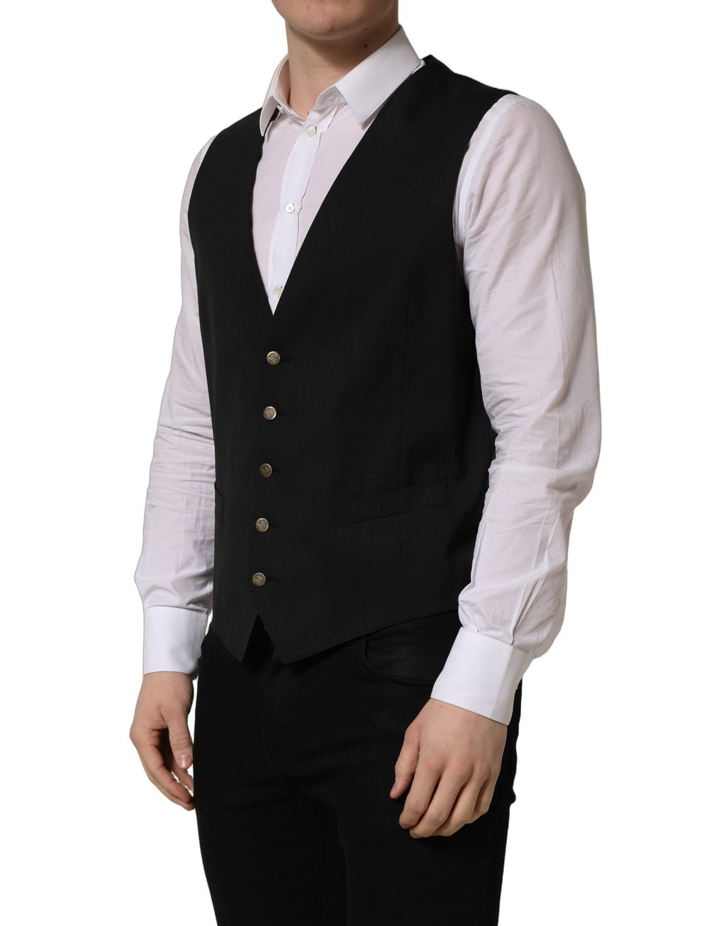 Gilet Dolce & Gabbana noir à simple boutonnage pour homme