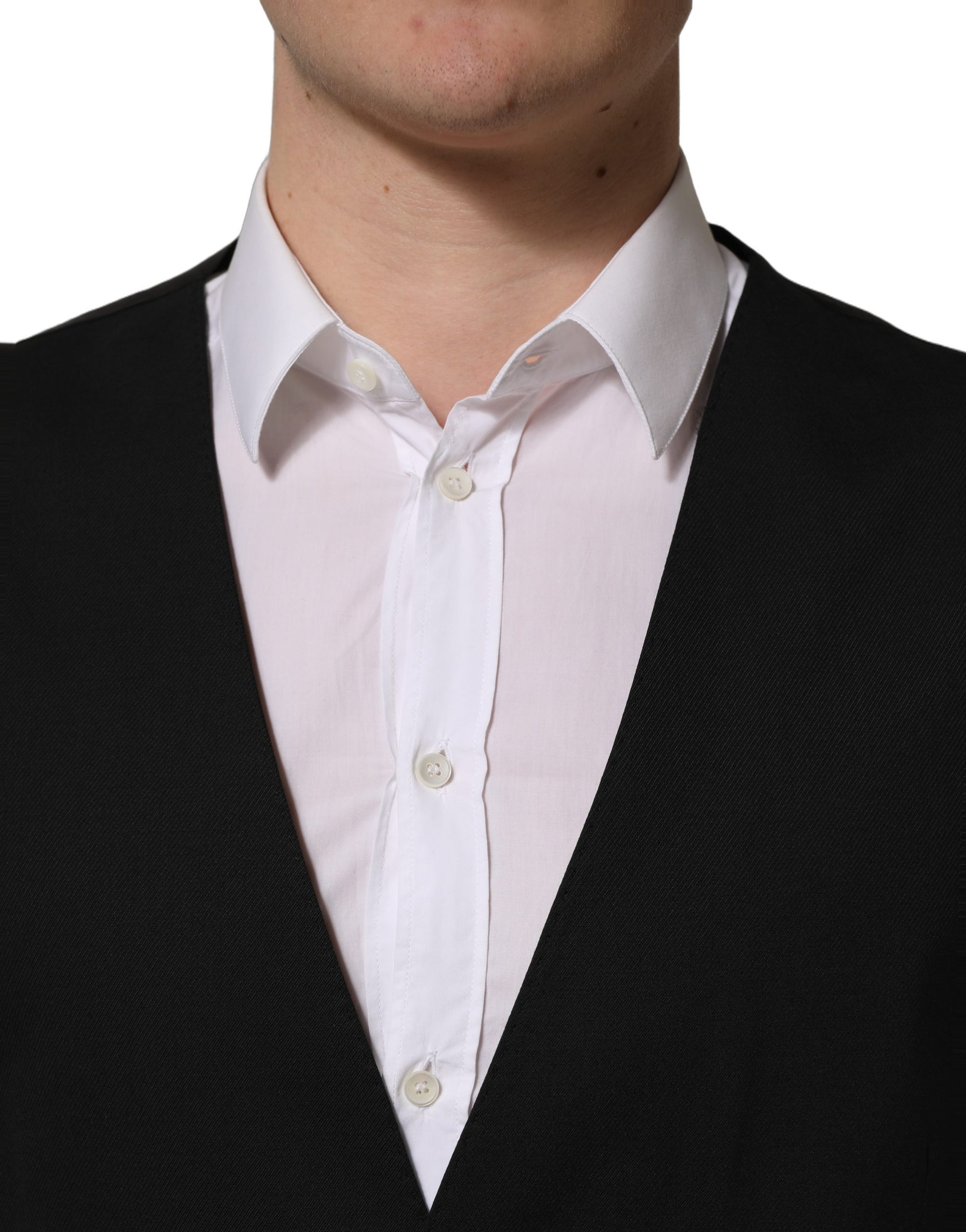 Gilet Dolce & Gabbana noir à simple boutonnage pour homme