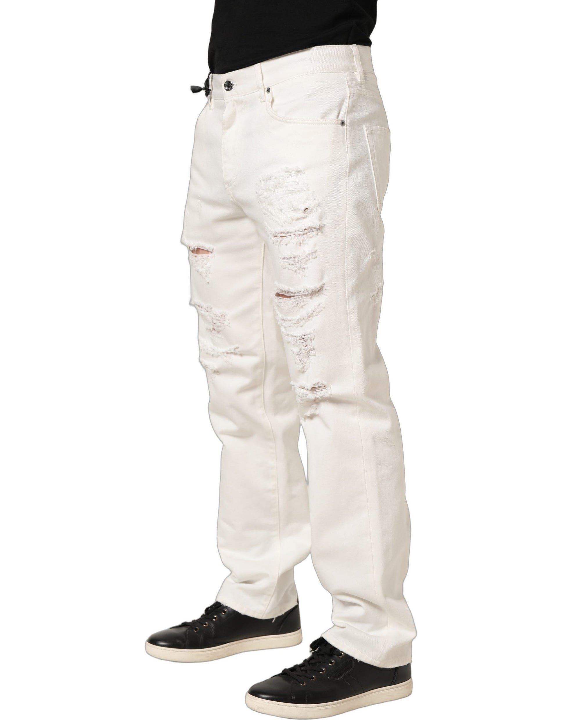 Dolce & Gabbana White Straight Leg Jeans for Men detail view