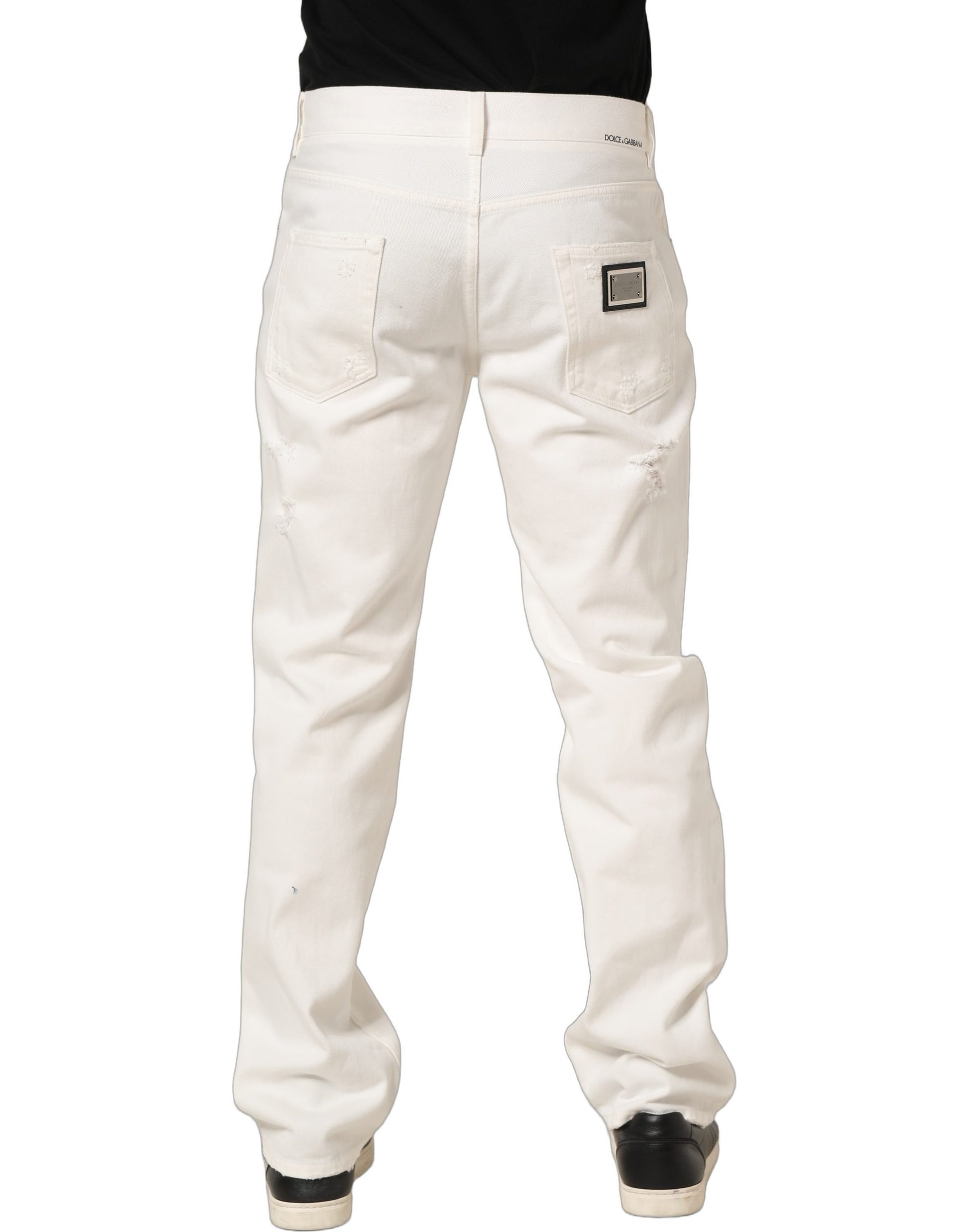 Dolce & Gabbana White Straight Leg Jeans for Men side view