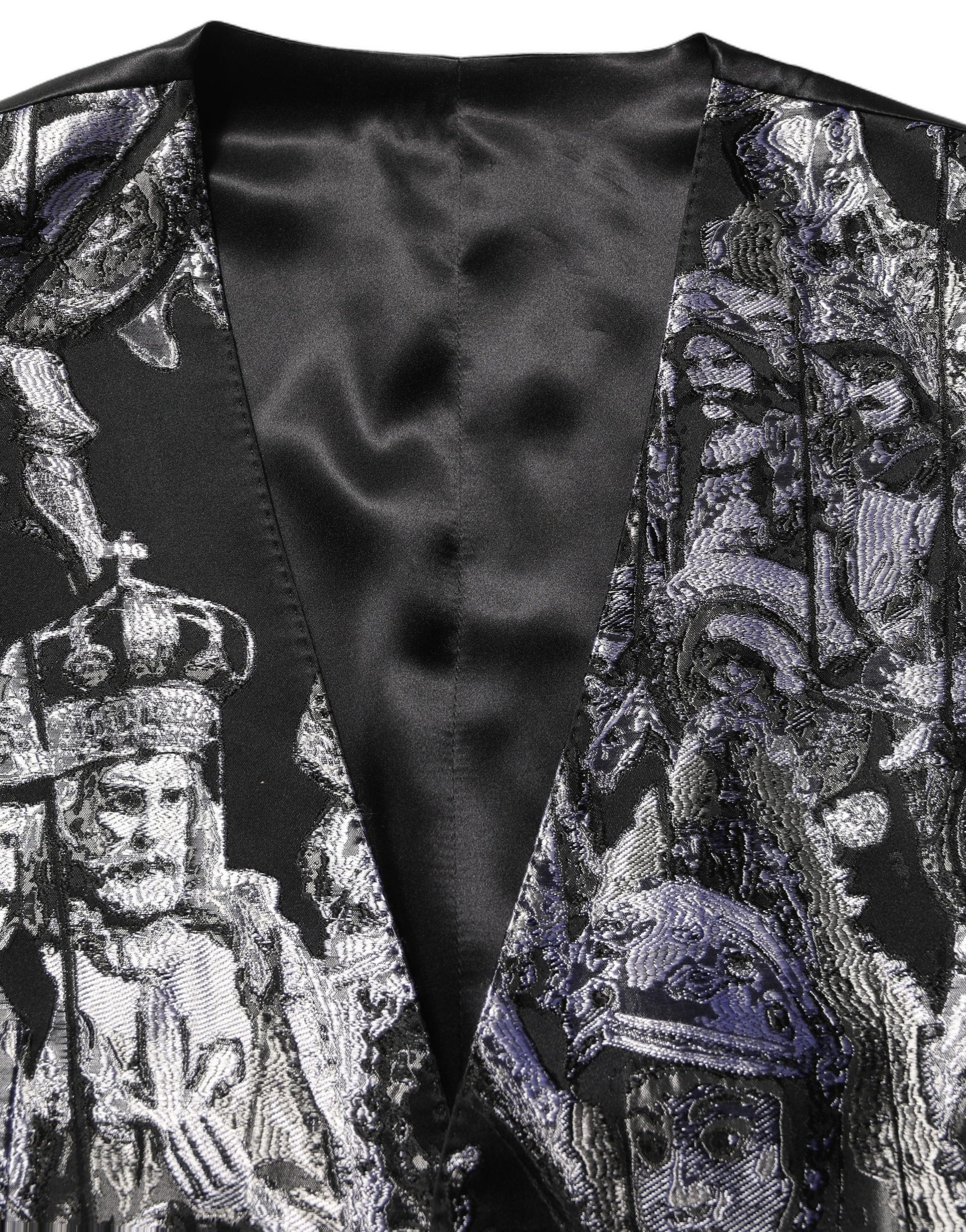 Costume 3 pièces Dolce & Gabbana en jacquard noir coupe slim