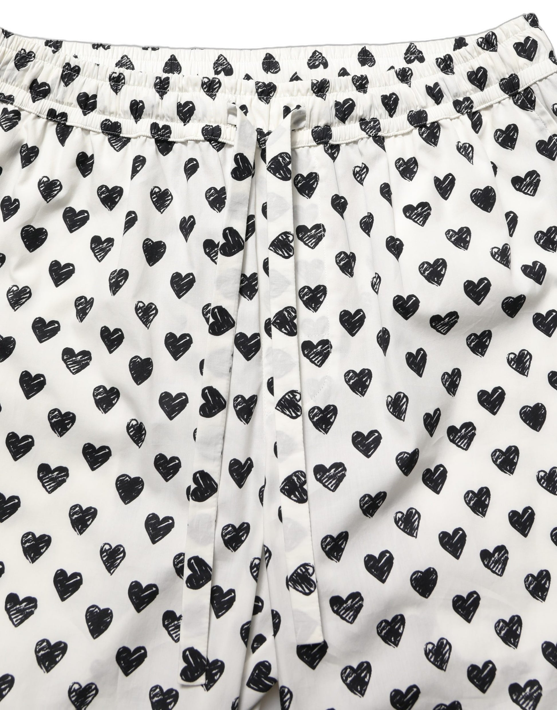 Dolce & Gabbana White Graphic Heart Print Men Trousers Pants