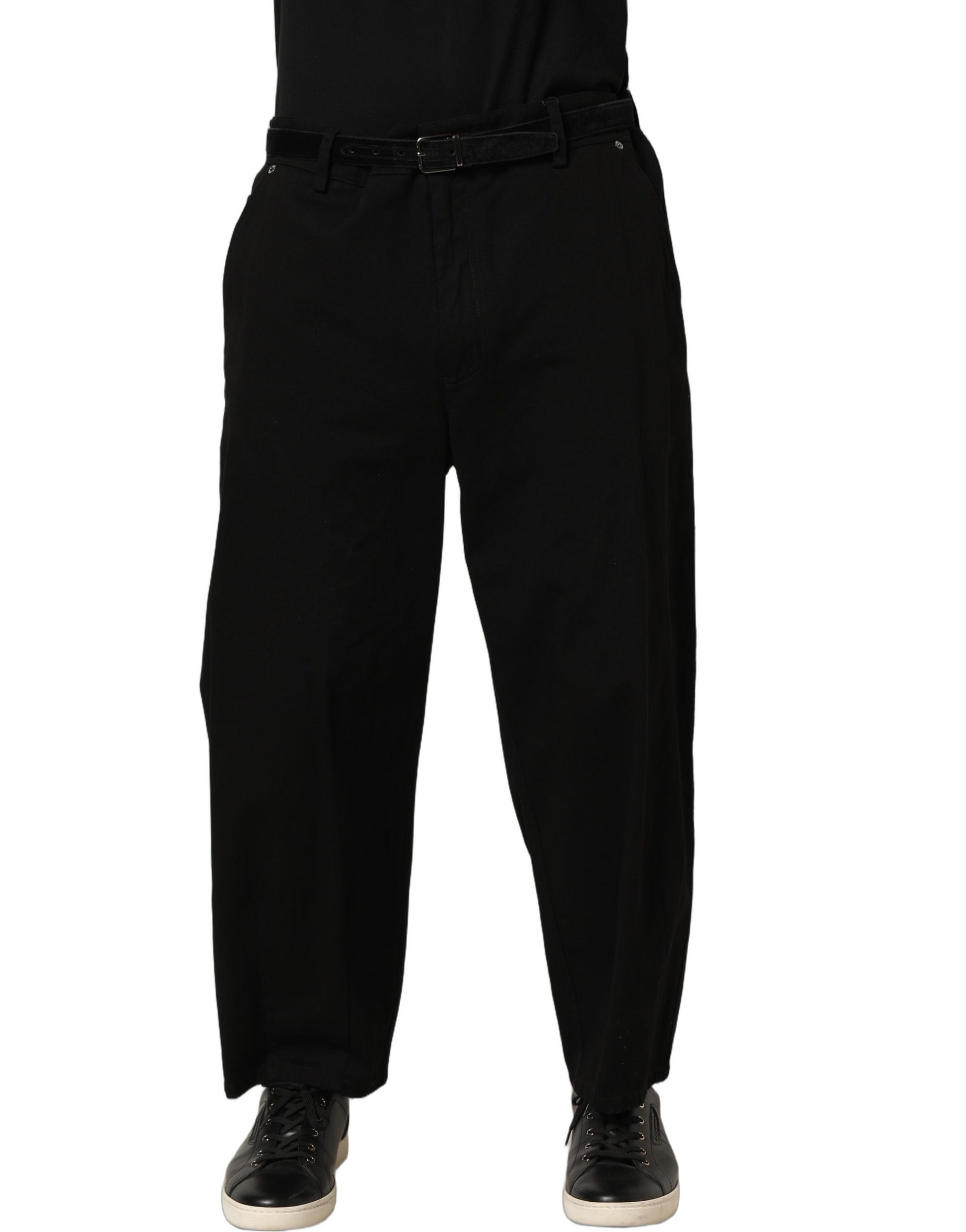 Pantalon droit taille mi-haute pour homme Dolce & Gabbana noir