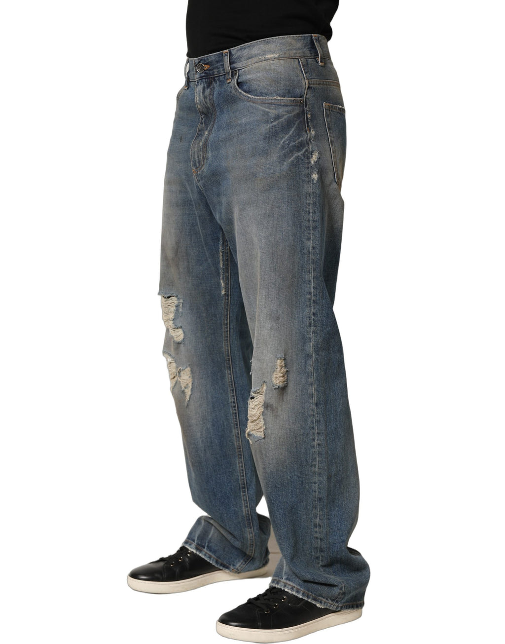 Dolce & Gabbana Blue Straight Leg Jeans for Men detail view