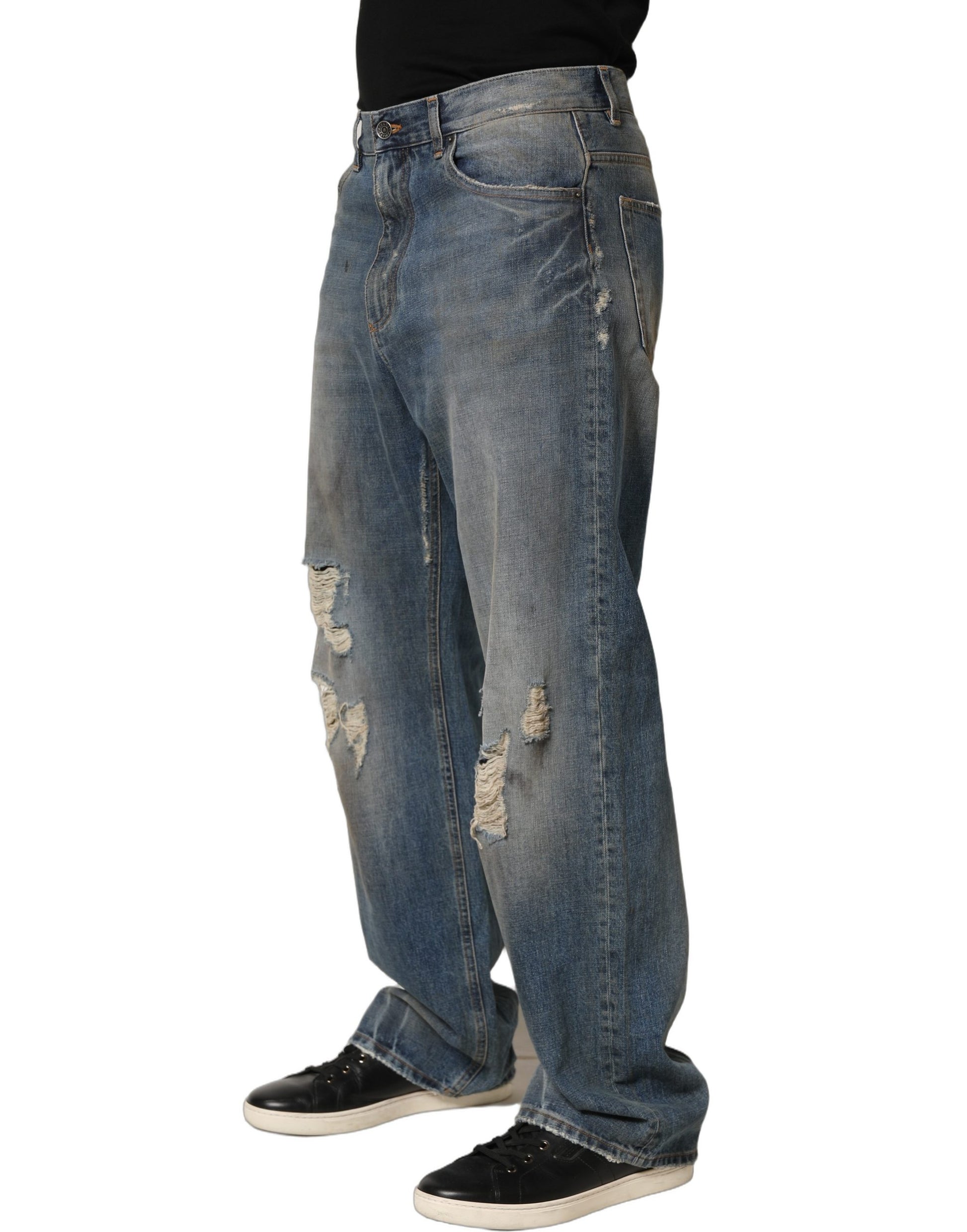 Dolce & Gabbana Blue Straight Leg Jeans for Men detail view
