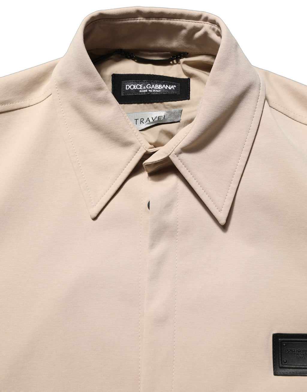 Chemise décontractée homme en coton beige Dolce & Gabbana avec logo