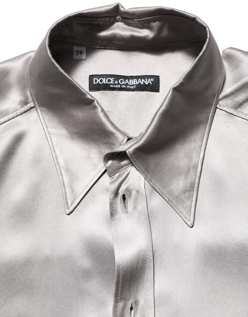 Chemise habillée Dolce & Gabbana en soie satinée gris métallisé