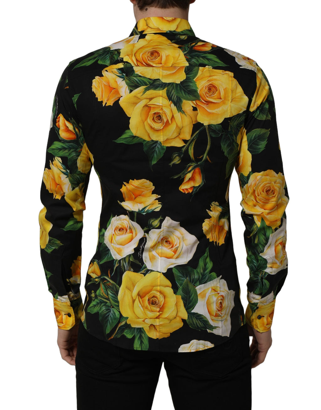Chemise Dolce & Gabbana en coton stretch noir à motifs floraux coupe SICILIA