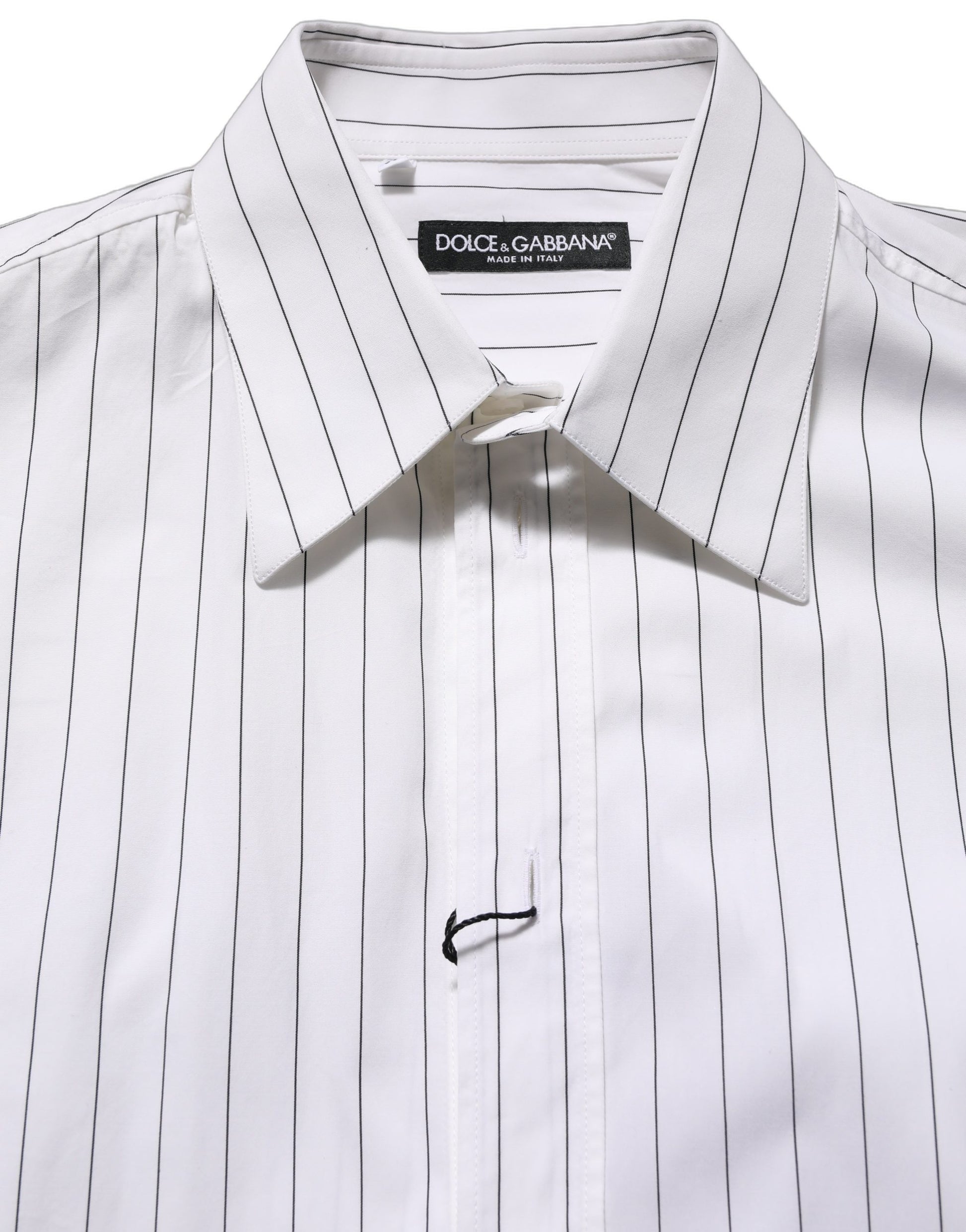 Dolce & Gabbana White Stripes Cotton Men Formal Dress Shirt