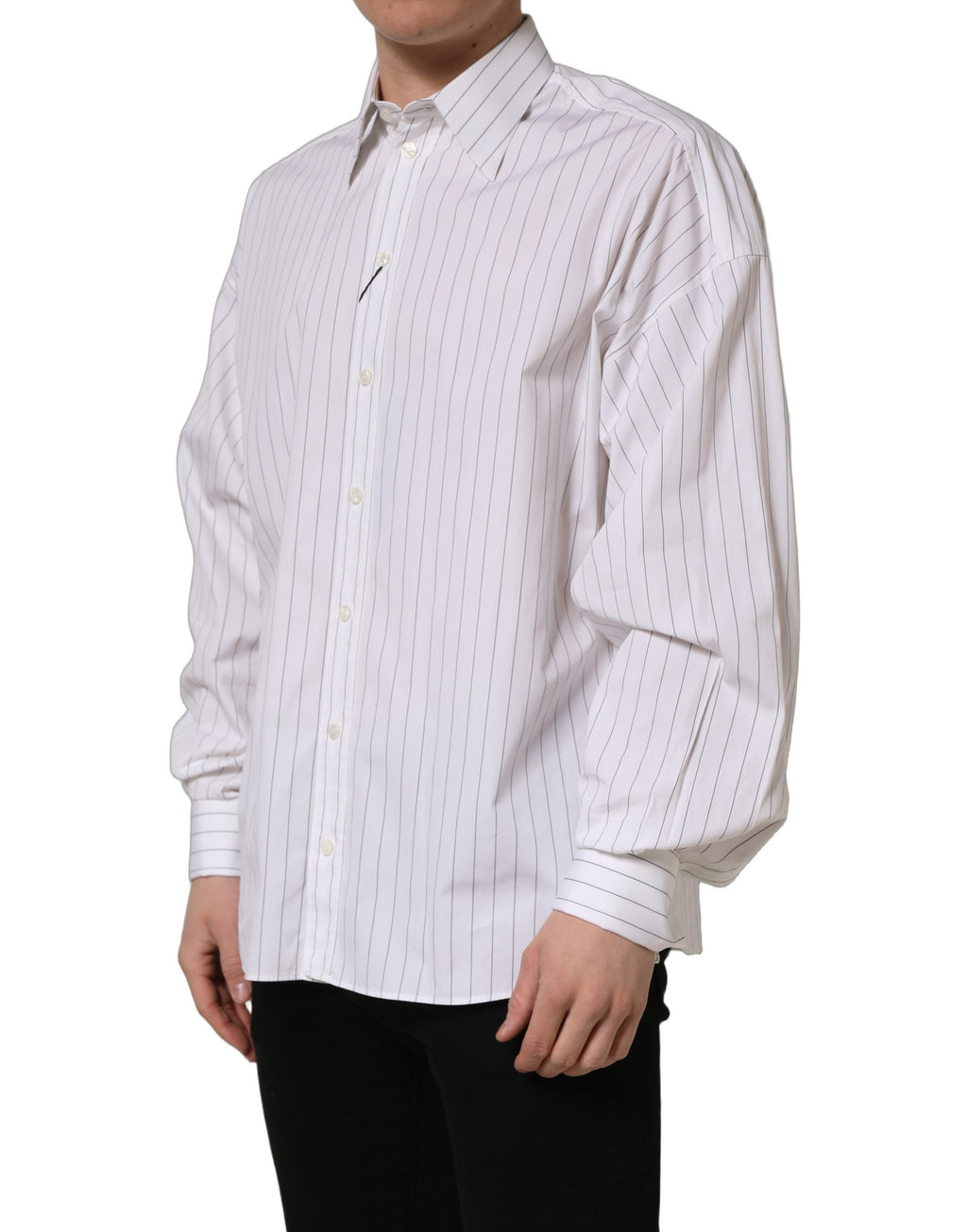 Chemise de Soirée Homme en Coton à Rayures Blanches Dolce & Gabbana