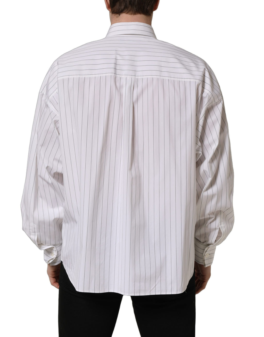 Chemise de Soirée Homme en Coton à Rayures Blanches Dolce & Gabbana