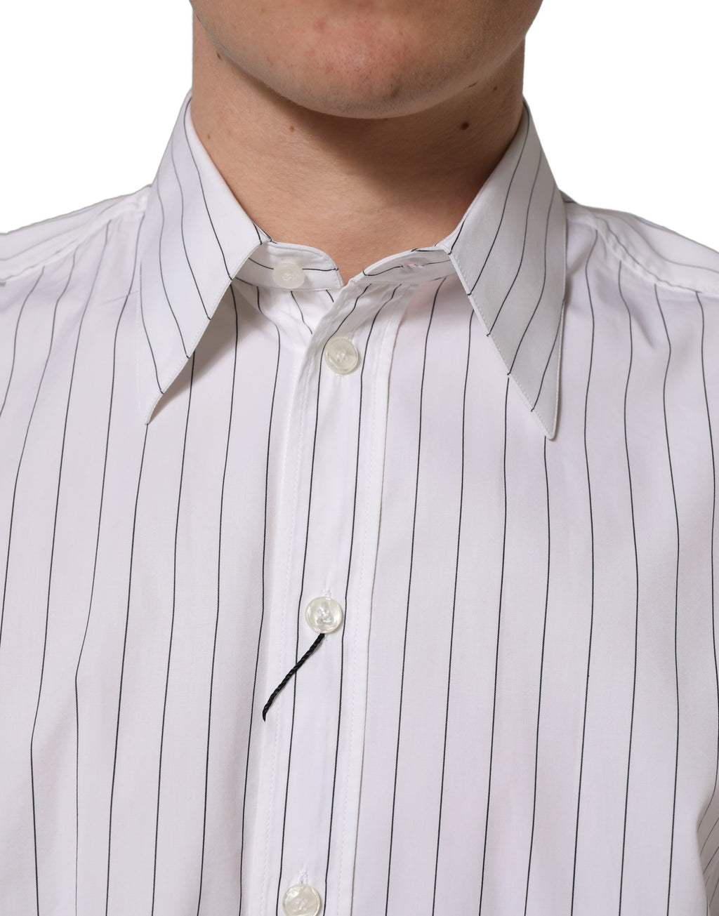 Chemise de Soirée Homme en Coton à Rayures Blanches Dolce & Gabbana