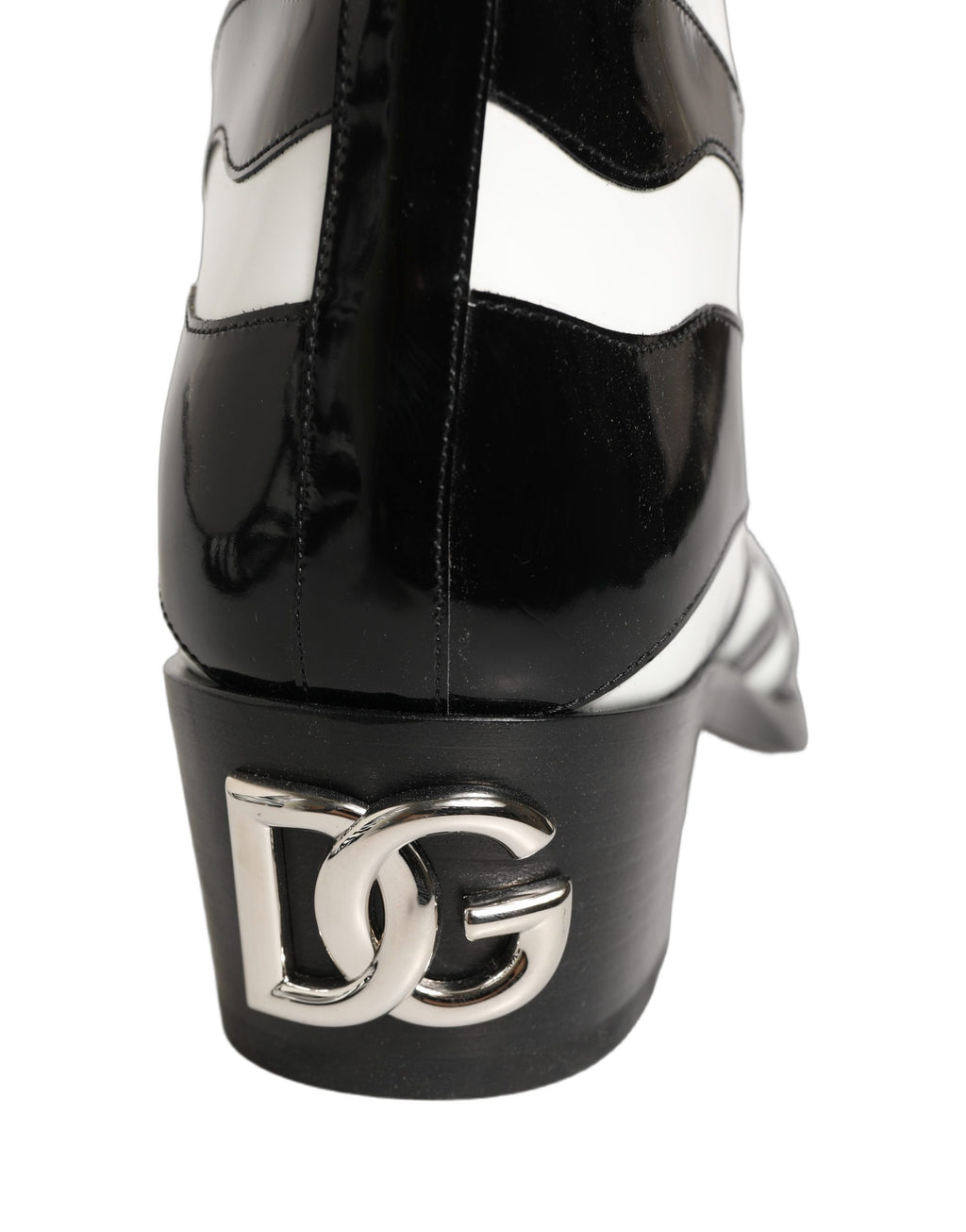 Bottes montantes homme Dolce & Gabbana noires et blanches à imprimé zèbre