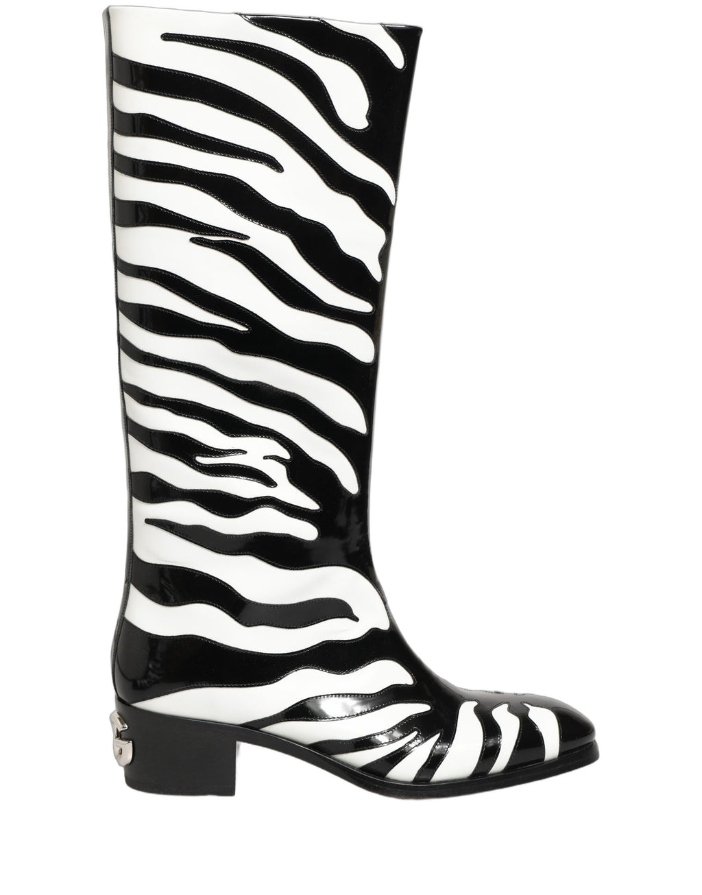 Bottes montantes homme Dolce & Gabbana noires et blanches à imprimé zèbre