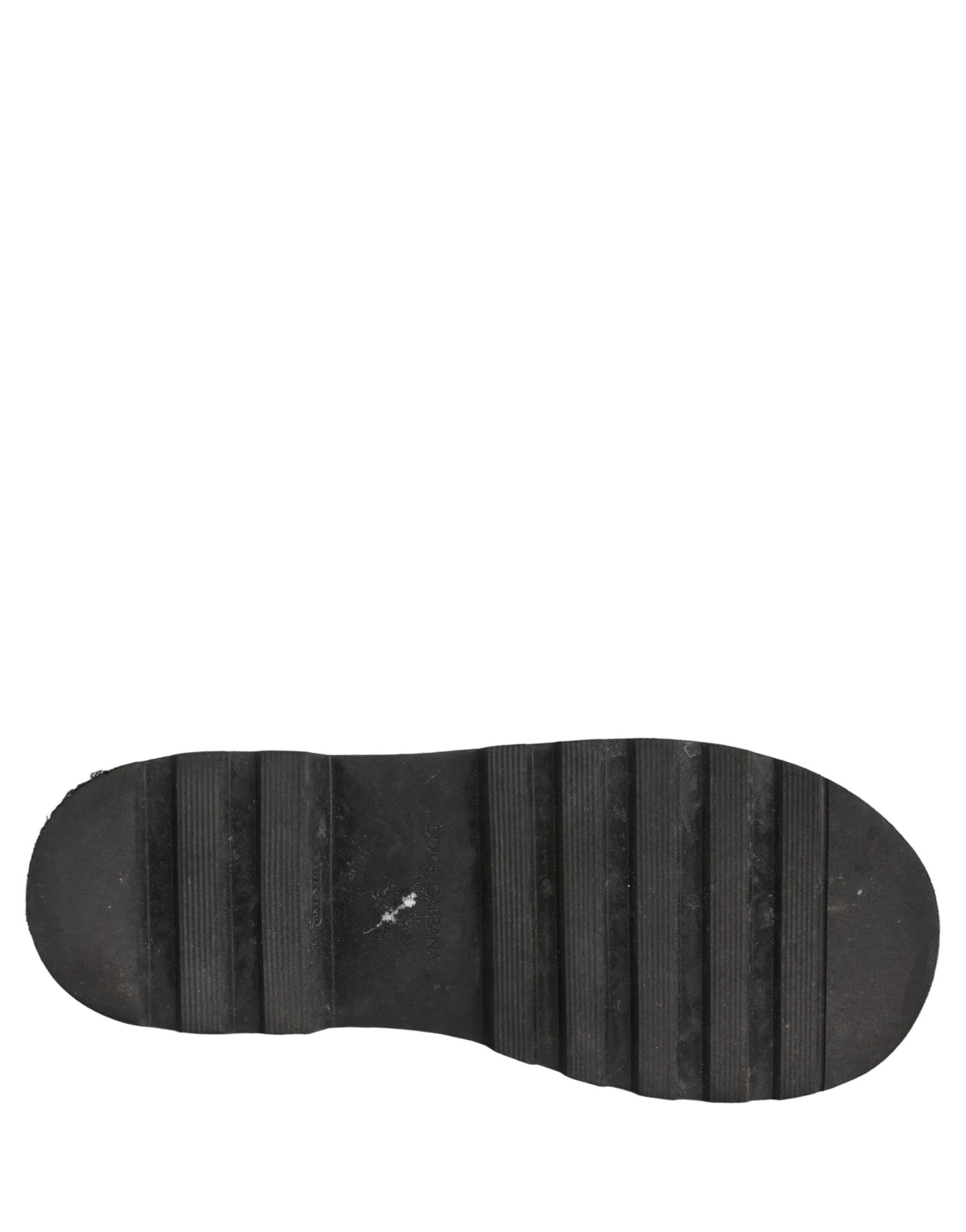 Chaussures Bottes de Combat Homme à Lacets en Cuir Noir Dolce & Gabbana