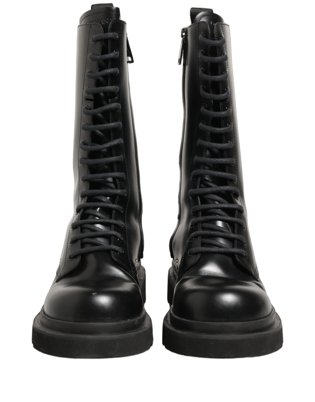 Chaussures Bottes de Combat Homme à Lacets en Cuir Noir Dolce & Gabbana
