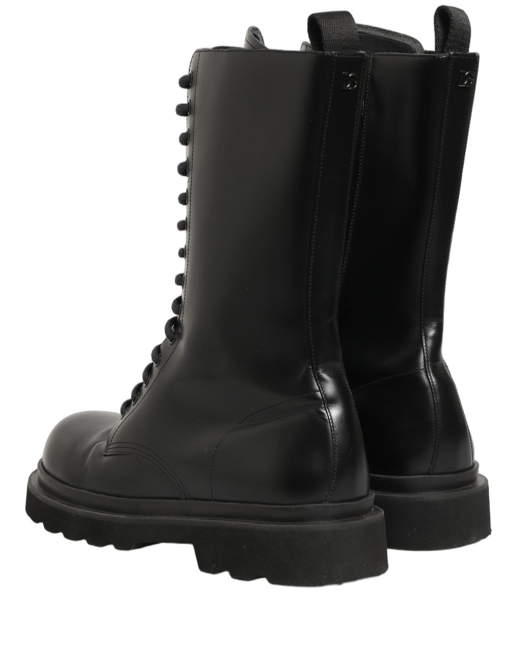 Chaussures Bottes de Combat Homme à Lacets en Cuir Noir Dolce & Gabbana