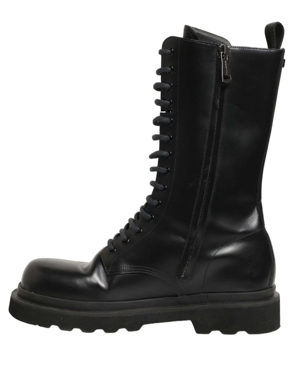 Chaussures Bottes de Combat Homme à Lacets en Cuir Noir Dolce & Gabbana