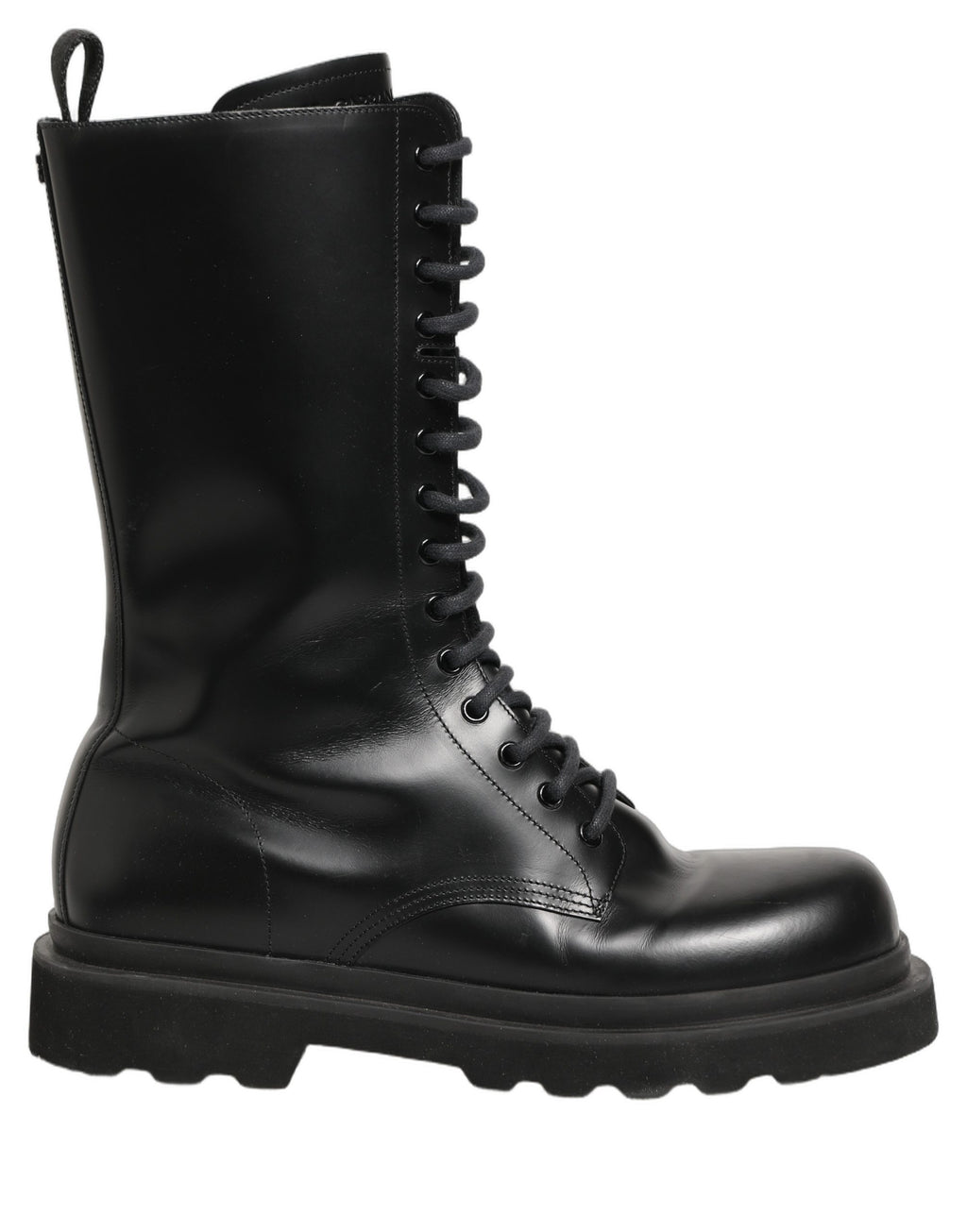 Chaussures Bottes de Combat Homme à Lacets en Cuir Noir Dolce & Gabbana