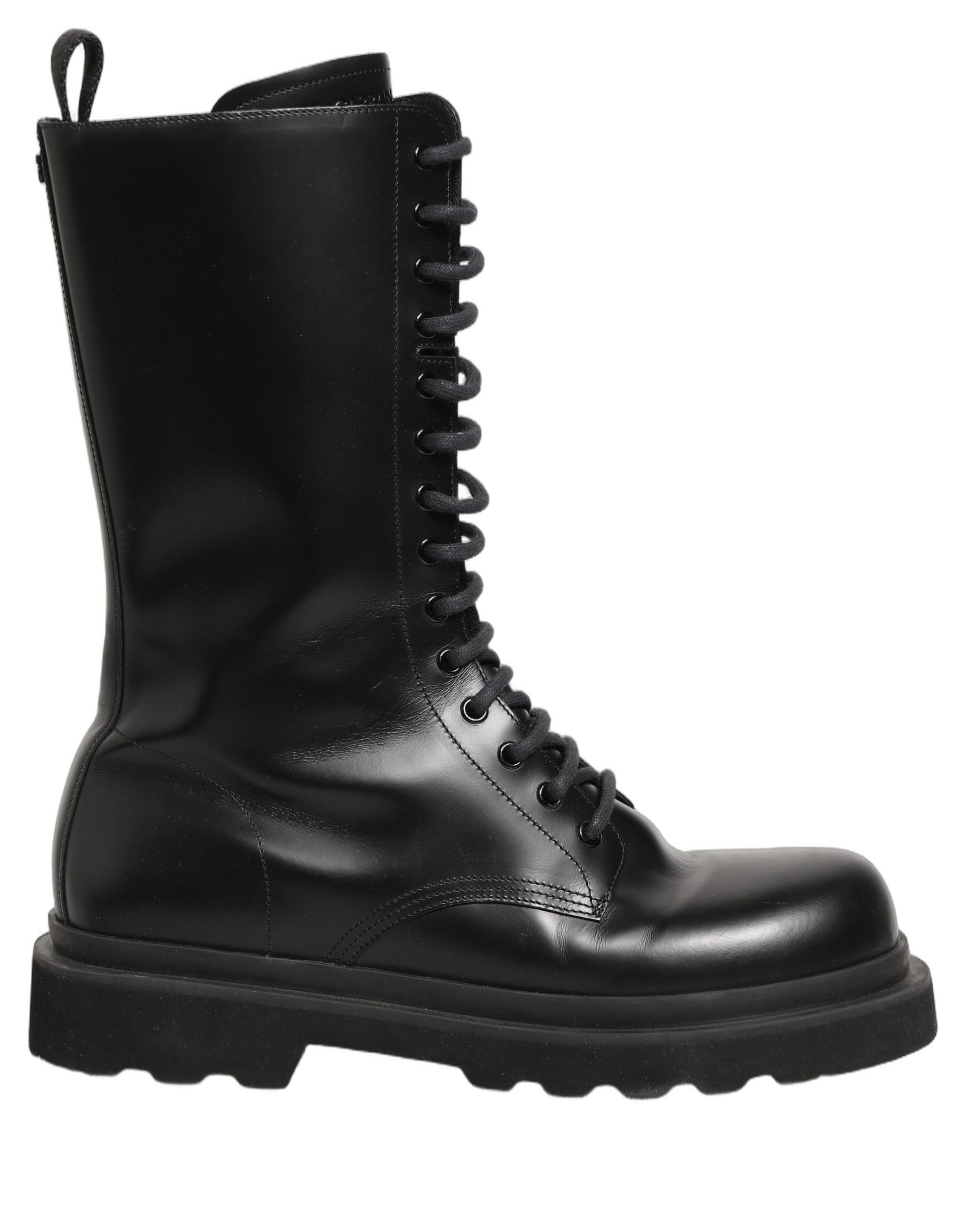 Chaussures Bottes de Combat Homme à Lacets en Cuir Noir Dolce & Gabbana