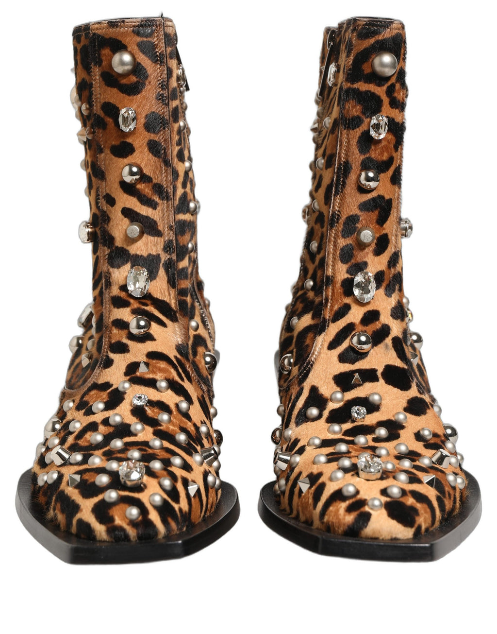 Bottes homme mi-mollet Dolce & Gabbana marron léopard embellies