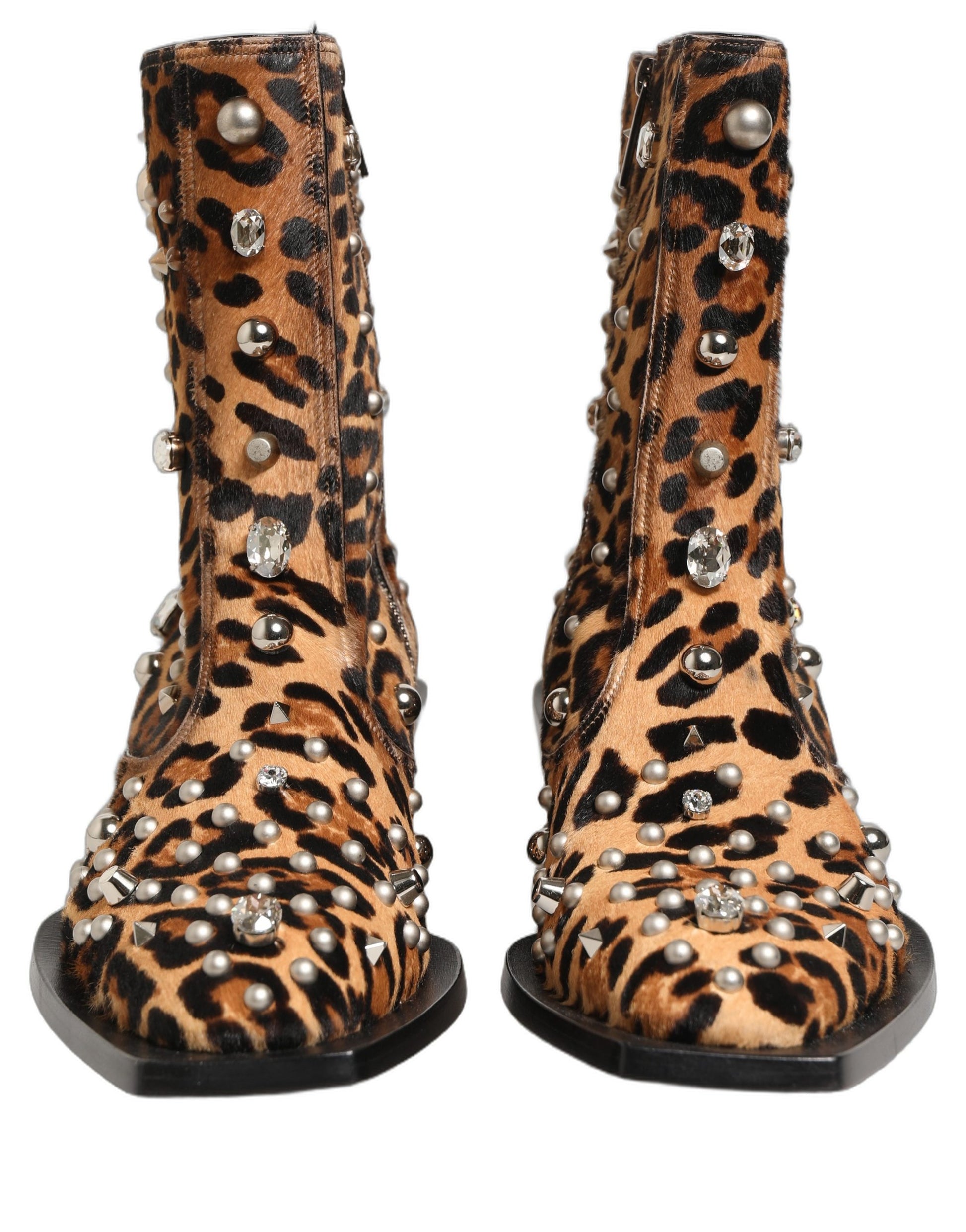 Bottes homme mi-mollet Dolce & Gabbana marron léopard embellies