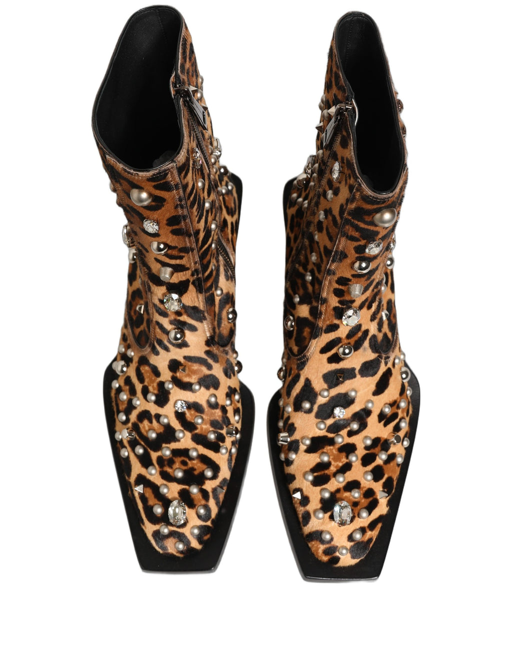 Bottes homme mi-mollet Dolce & Gabbana marron léopard embellies
