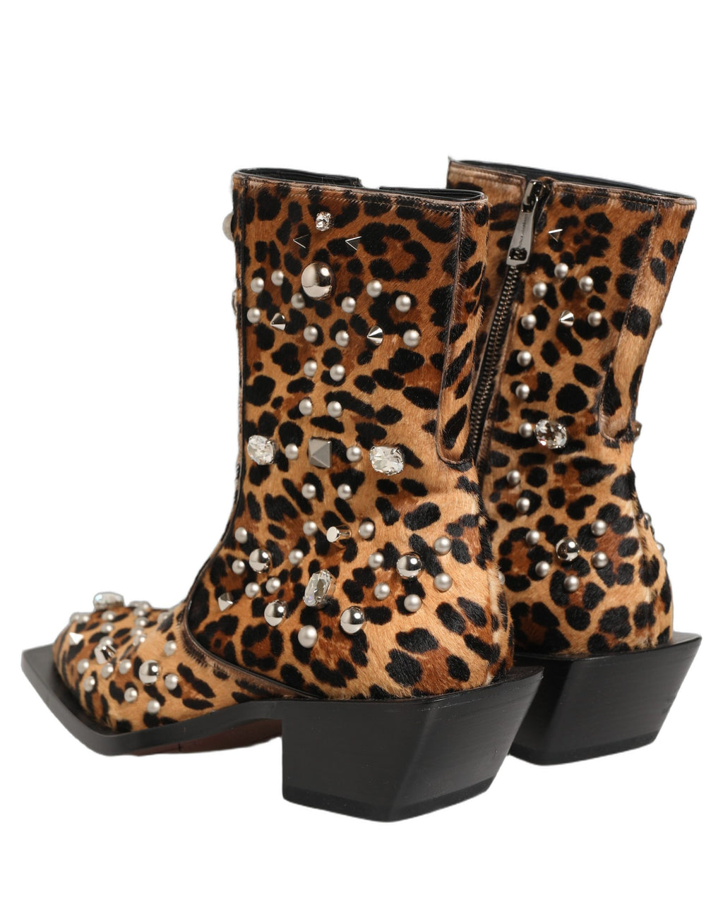 Bottes homme mi-mollet Dolce & Gabbana marron léopard embellies