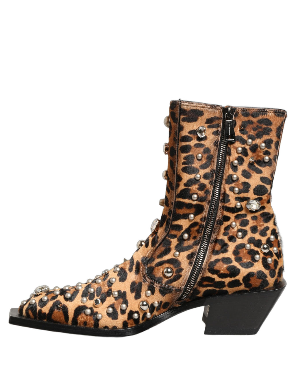 Bottes homme mi-mollet Dolce & Gabbana marron léopard embellies