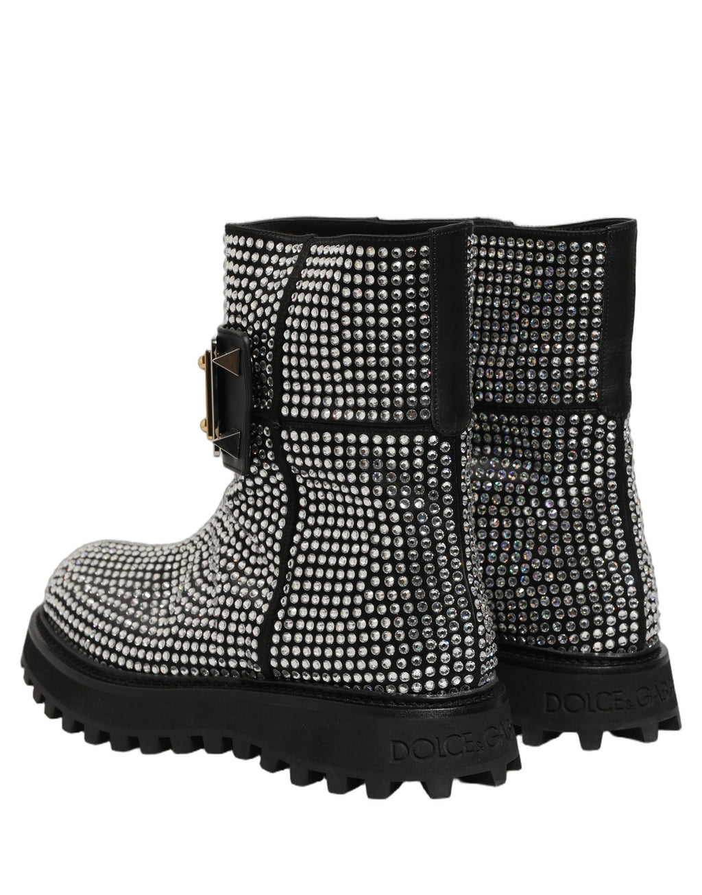 Bottes courtes Dolce & Gabbana noires ornées de cristaux