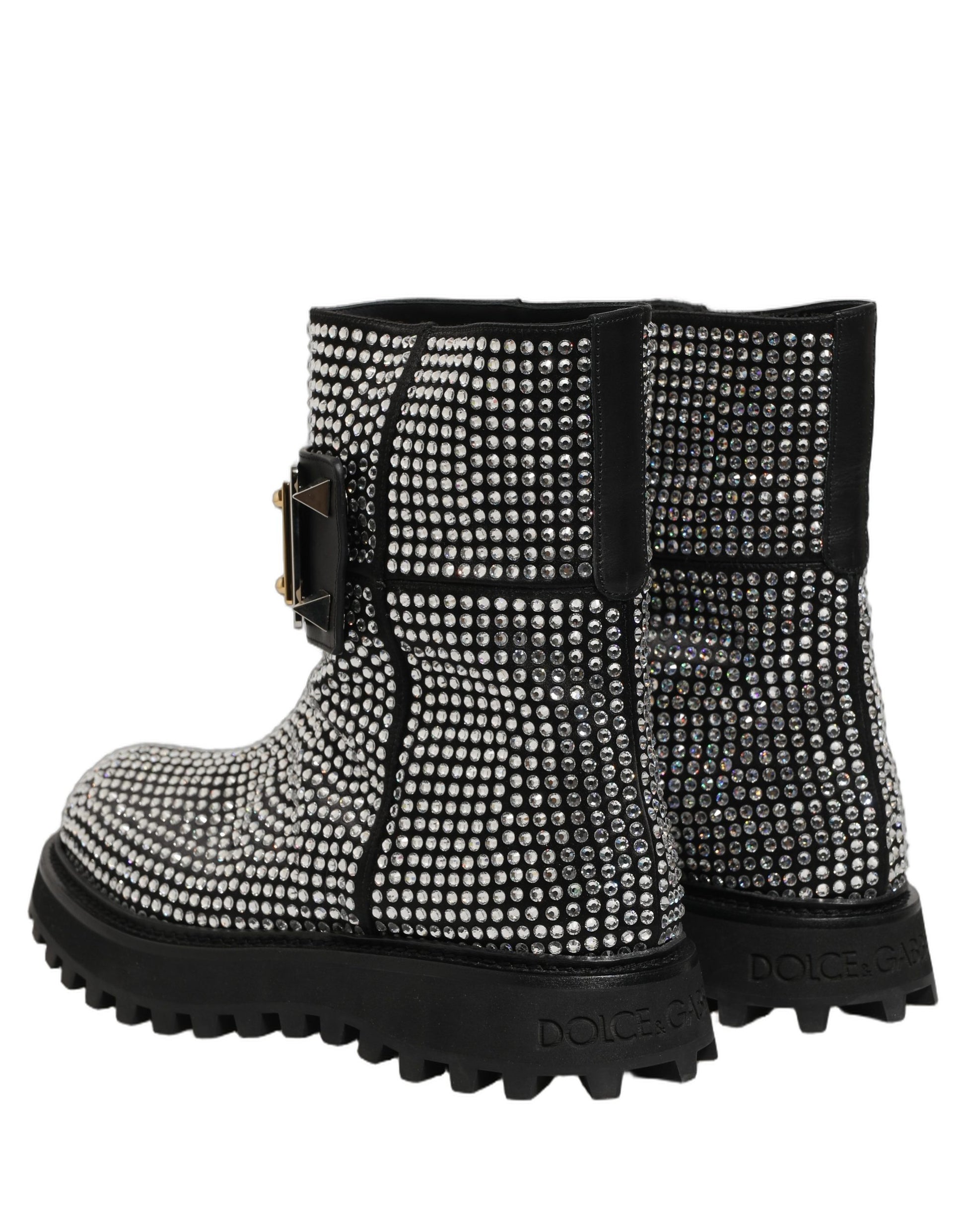 Bottes courtes Dolce & Gabbana noires ornées de cristaux