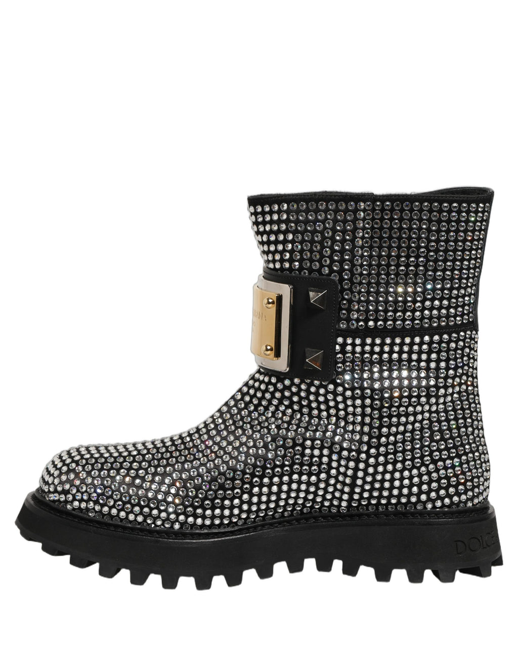Bottes courtes Dolce & Gabbana noires ornées de cristaux