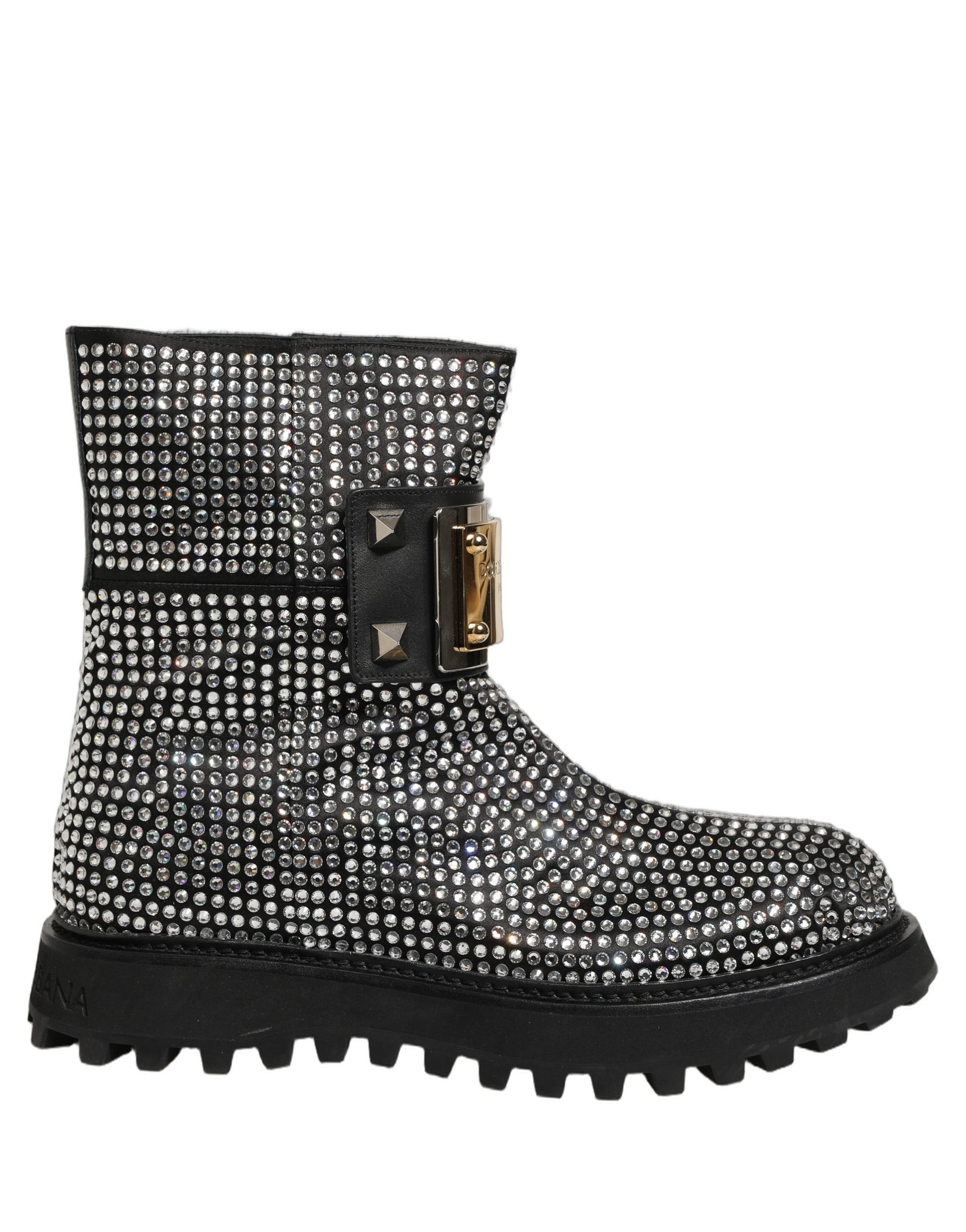 Bottes courtes Dolce & Gabbana noires ornées de cristaux