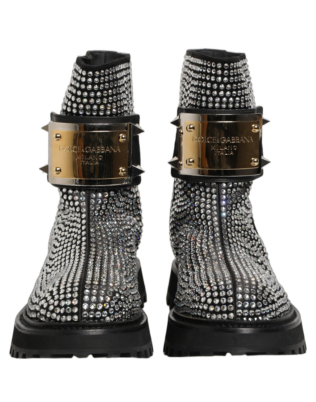 Bottes courtes Dolce & Gabbana noires ornées de cristaux