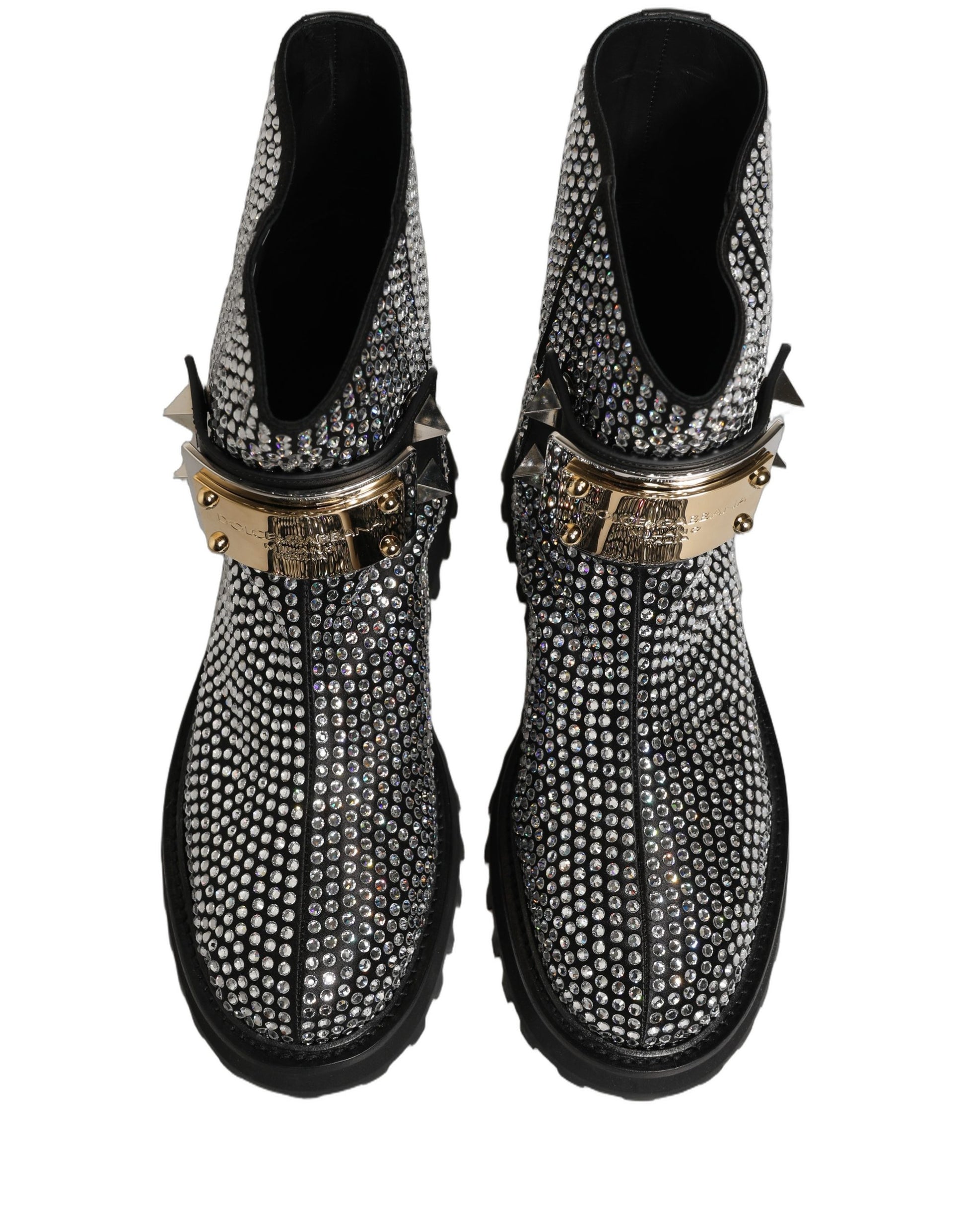 Bottes courtes Dolce & Gabbana noires ornées de cristaux