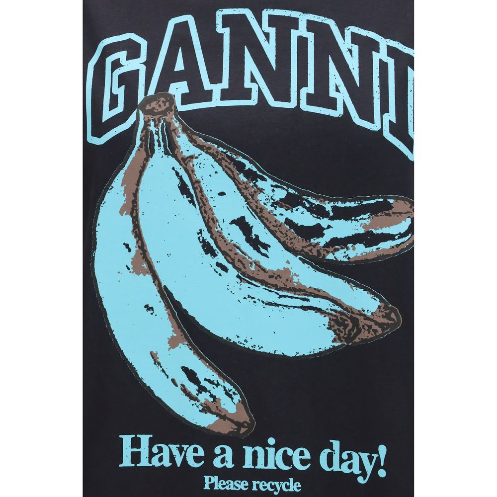 T-shirt noir en coton Ganni