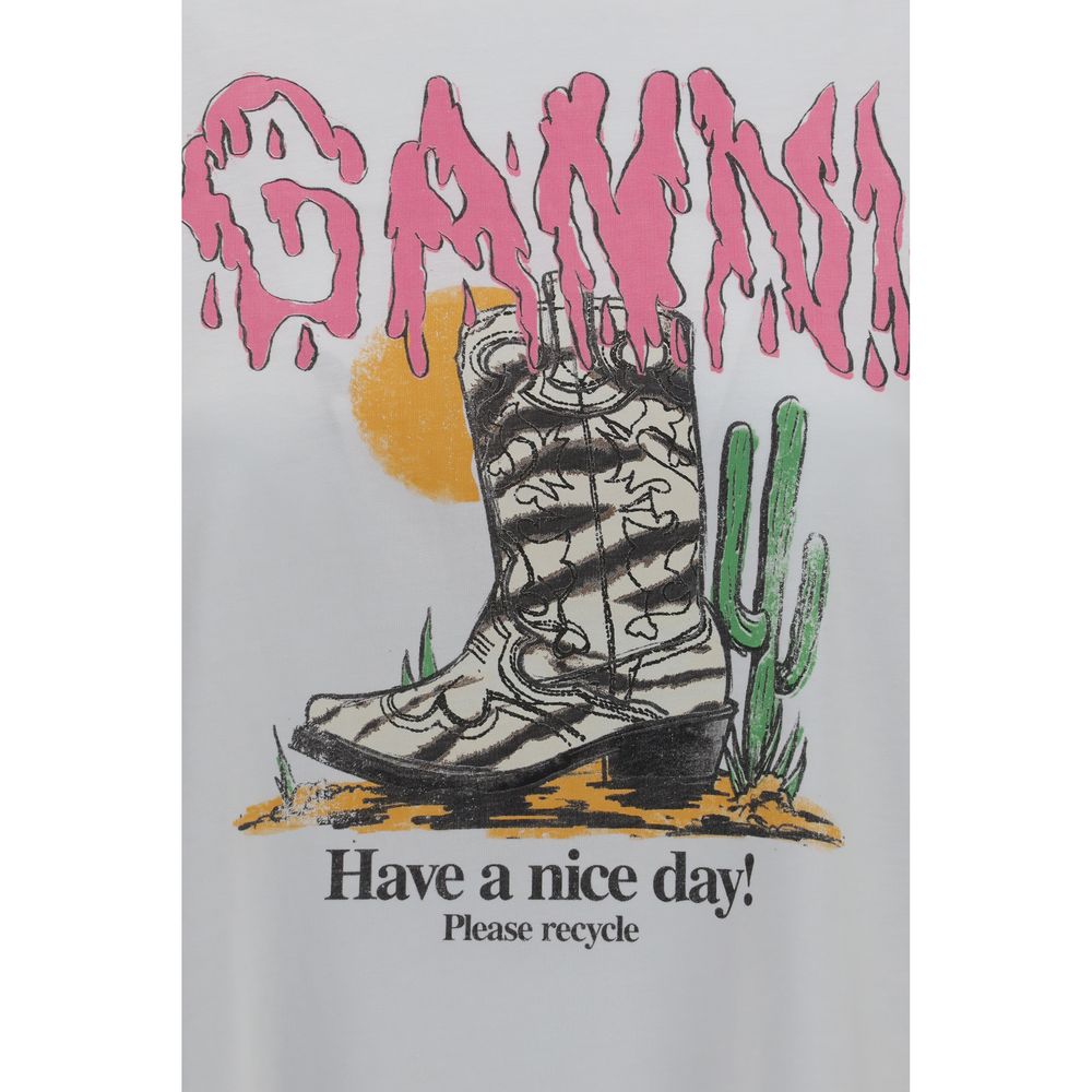 Ganni White T-Shirt for Women detail view