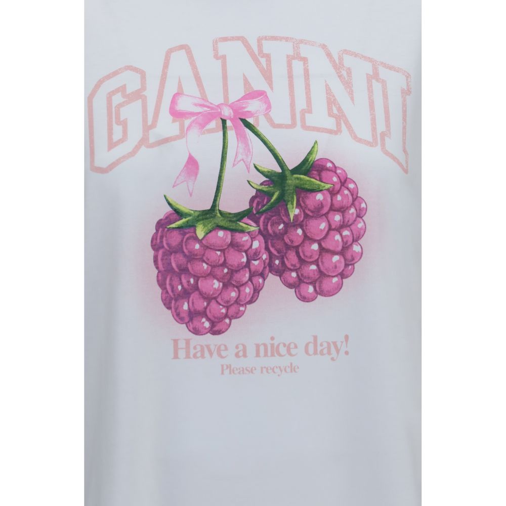 Ganni White T-Shirt for Women detail view